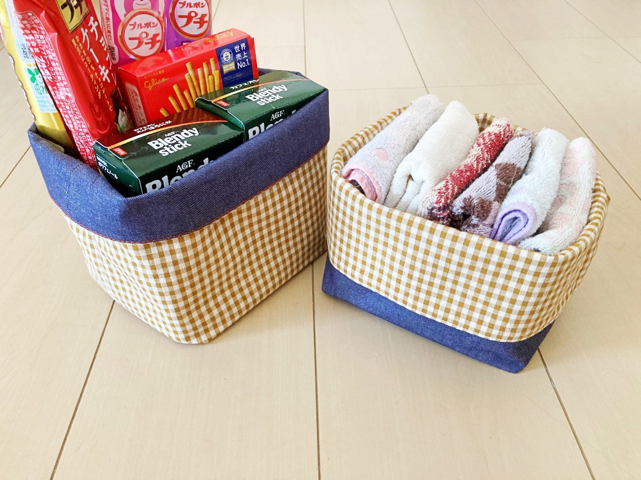 リバーシブルで使える!簡単かわいい布バスケットの作り方