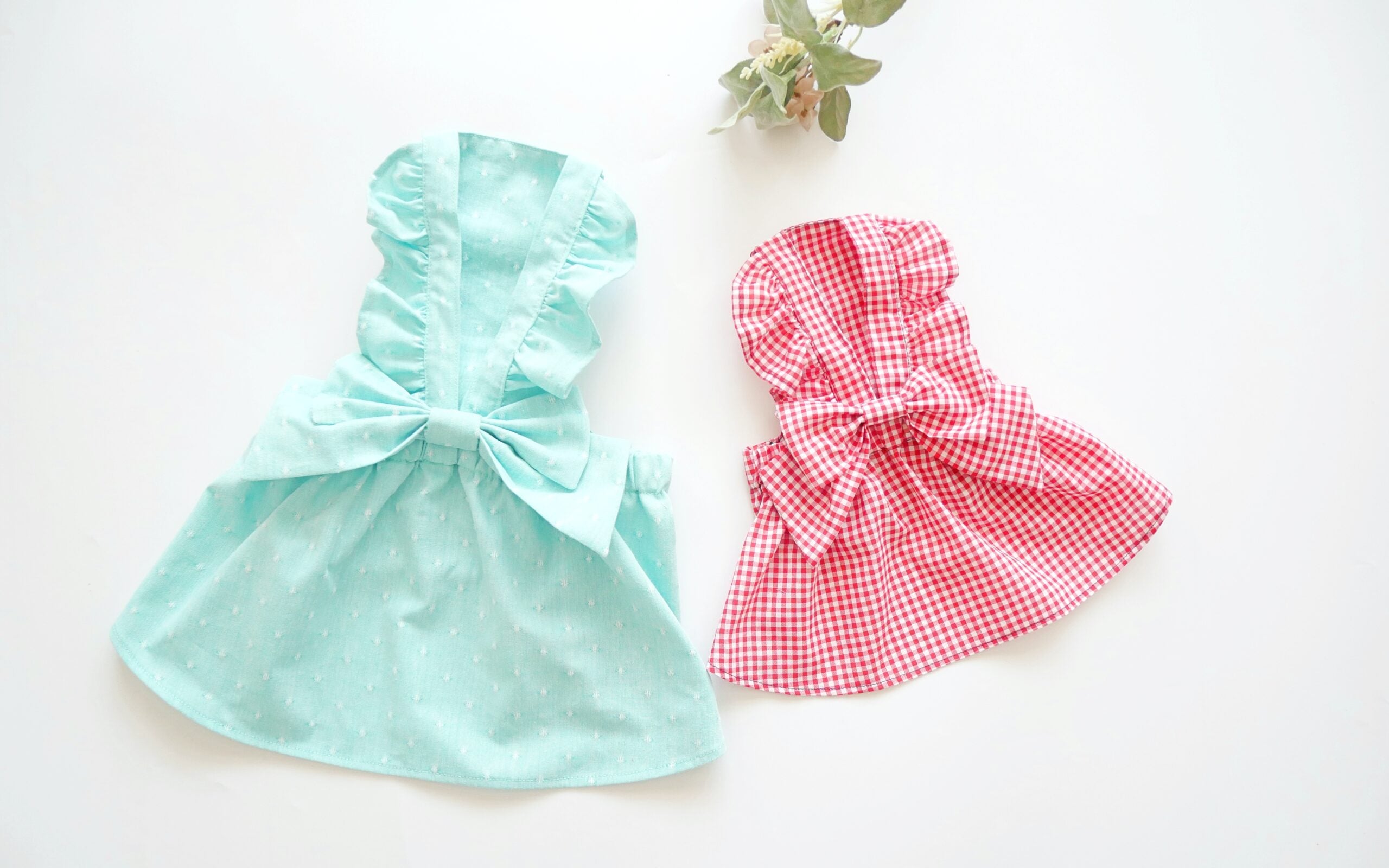 犬服の作り方|バックリボンフリルドッグワンピース型紙