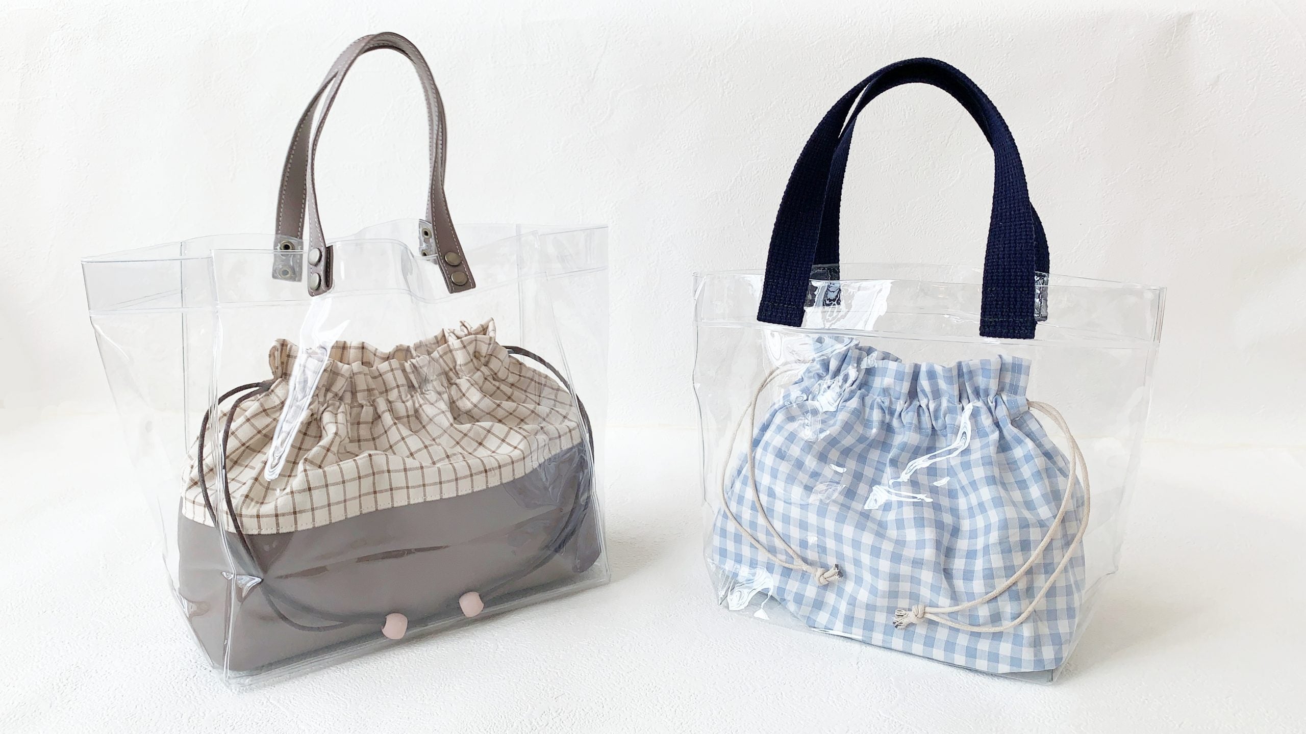 【100均リメイク】夏にぴったり!巾着付きクリアバックの作り方