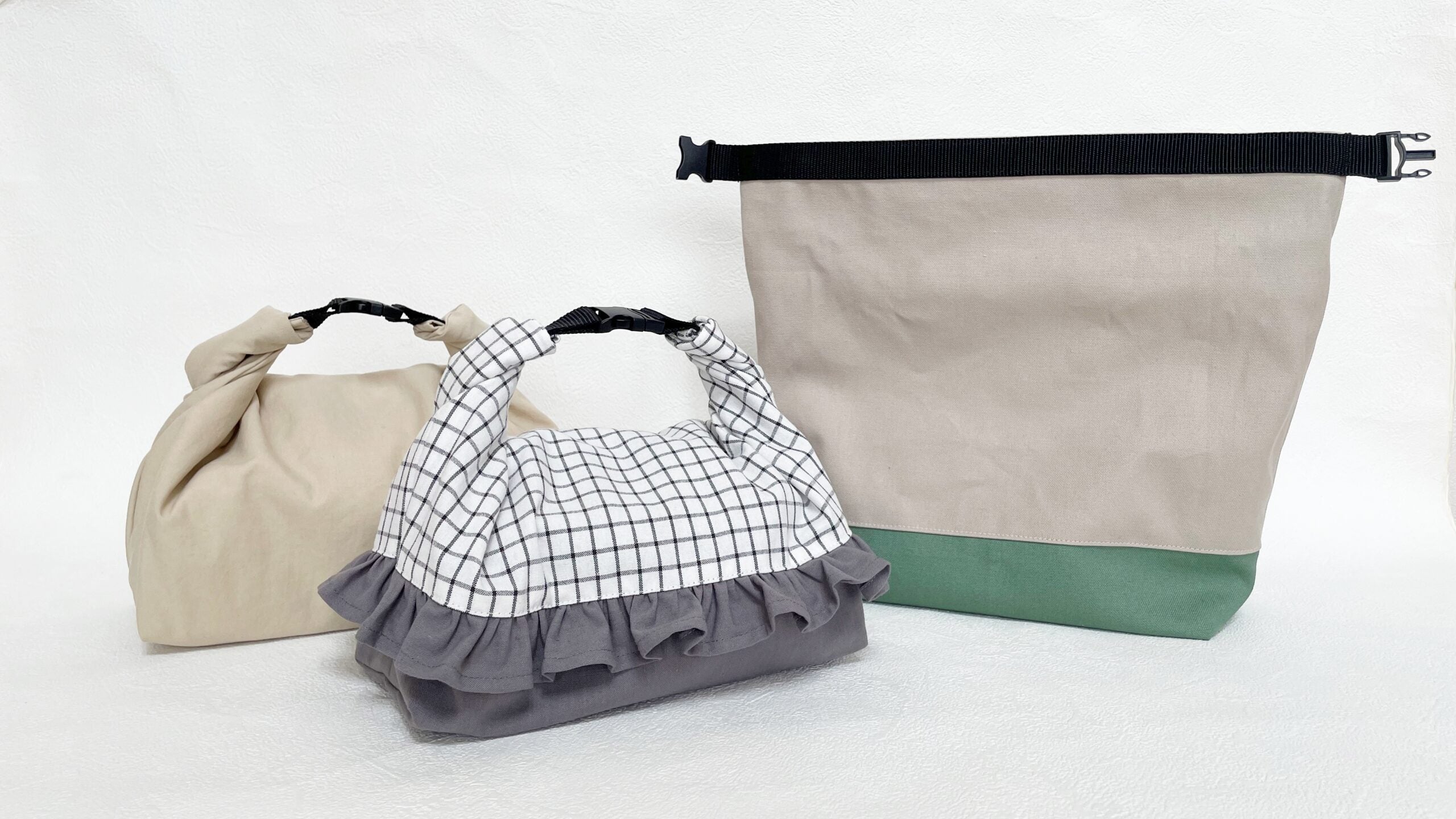 【オリジナル型紙】バックル持ち手ランチバッグの作り方