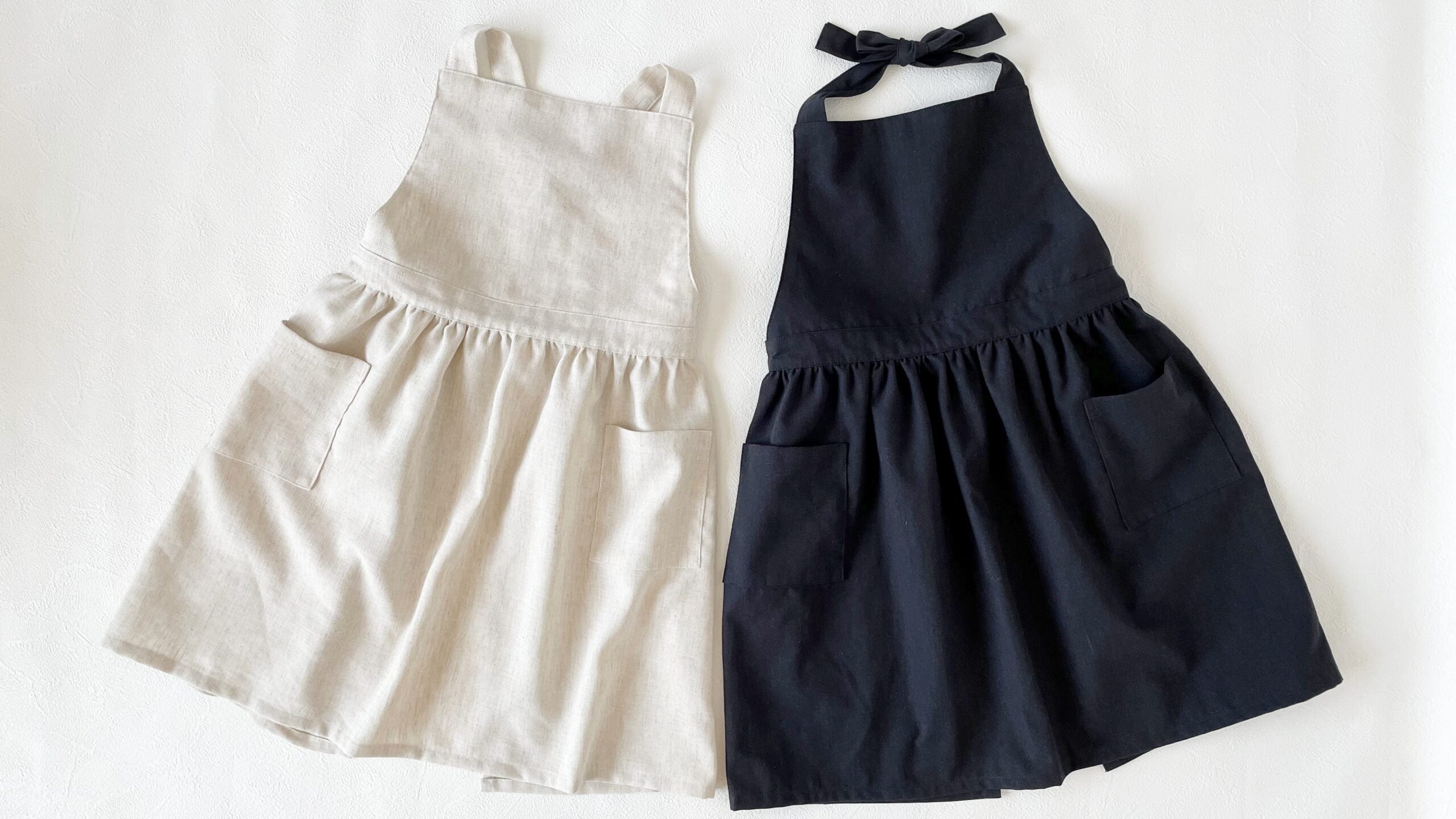 親子お揃いのギャザーエプロン