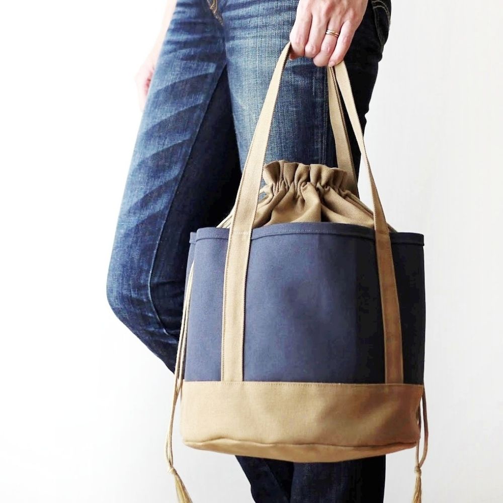 丸底巾着トートバッグの型紙