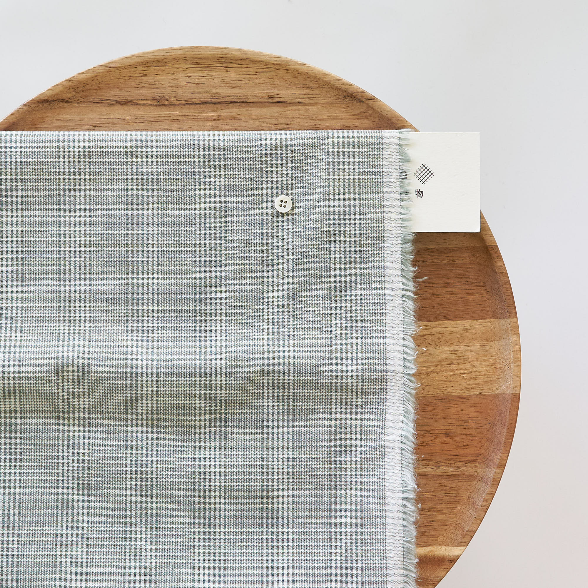 綿ポリ交織ソフトダンガリー#15グレンチェック#Jライトグリーン