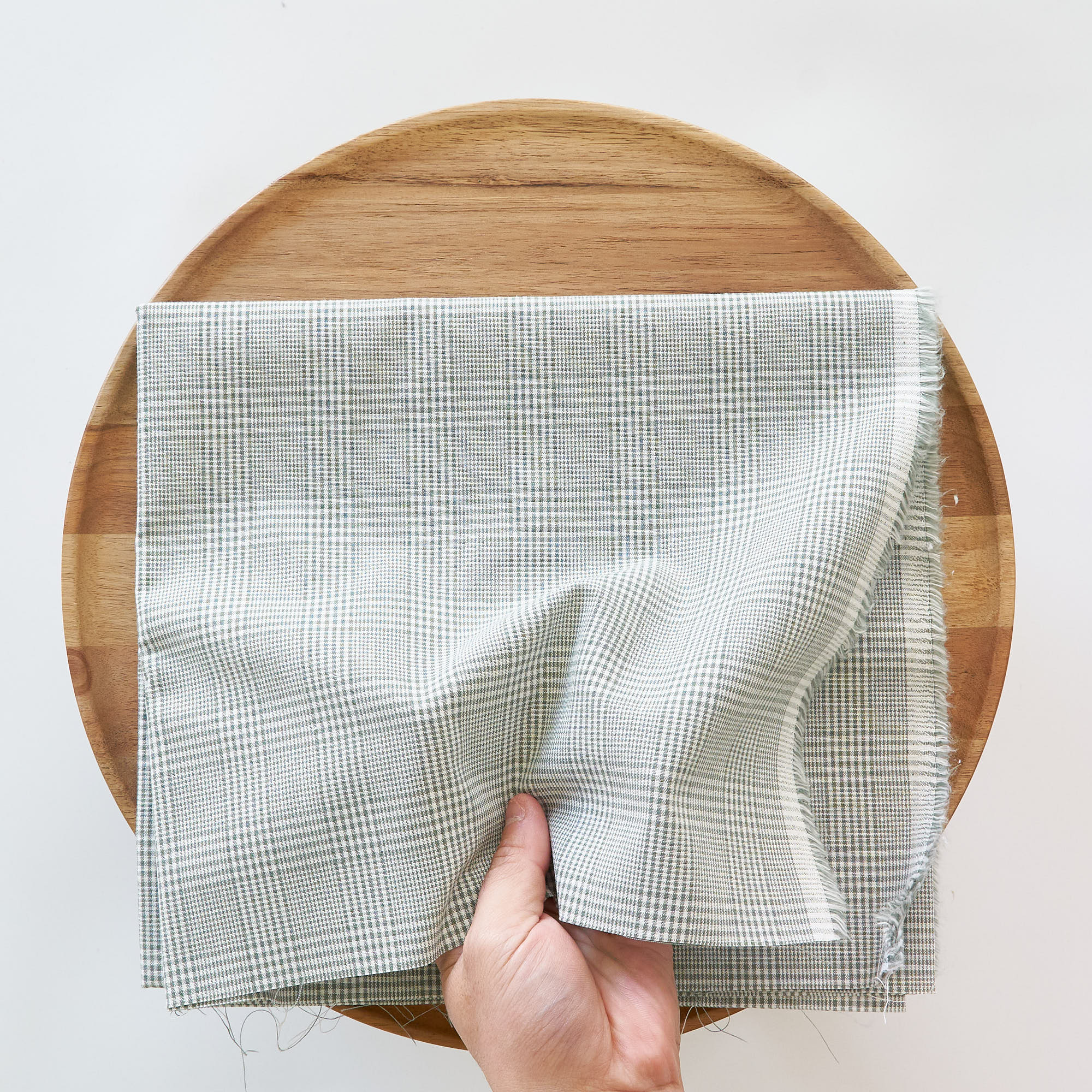 綿ポリ交織ソフトダンガリー#15グレンチェック#Jライトグリーン