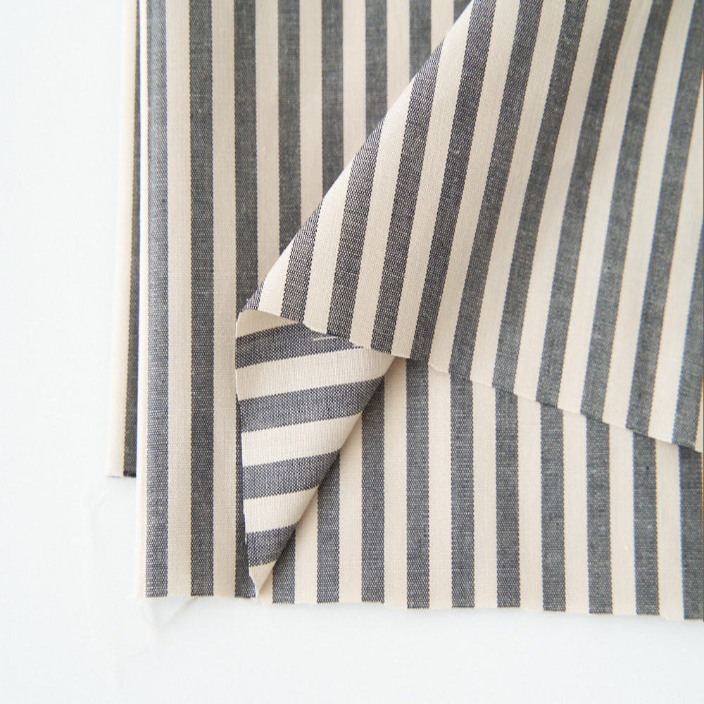 綿ポリ混紡ライトウェザー5mmストライプ#Eブラック