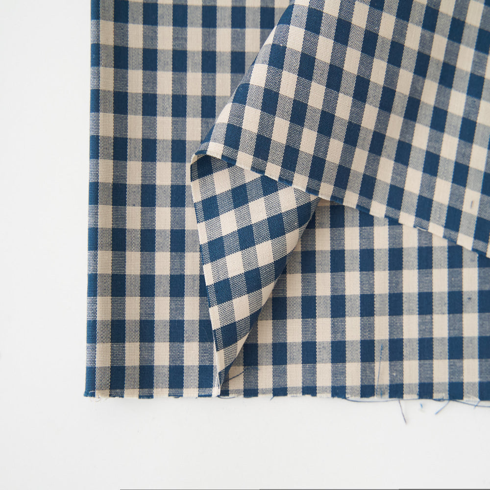 綿ポリ混紡ライトウェザー5mmギンガムチェック#Bアドニス・ブルー