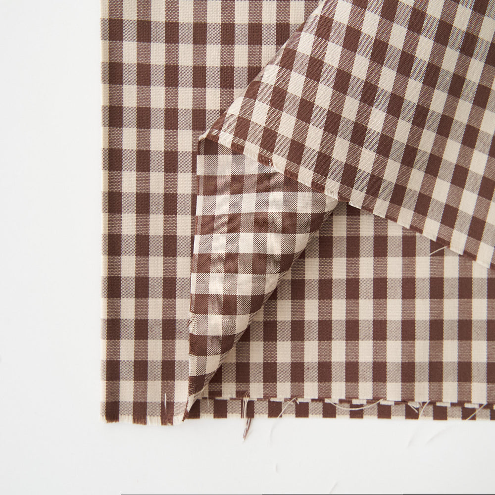 綿ポリ混紡ライトウェザー5mmギンガムチェック#Cマロン・ブラウン