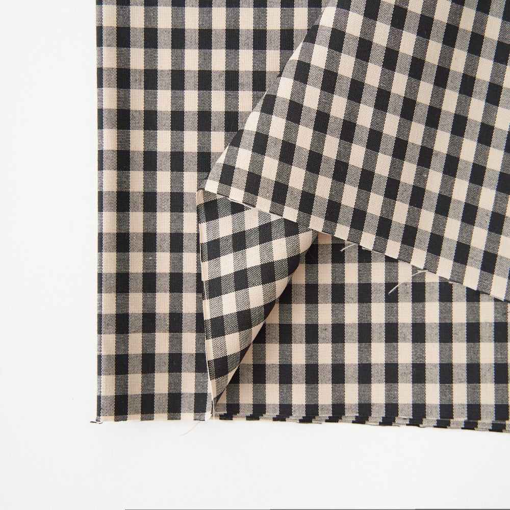 綿ポリ混紡ライトウェザー5mmギンガムチェック#Eブラック