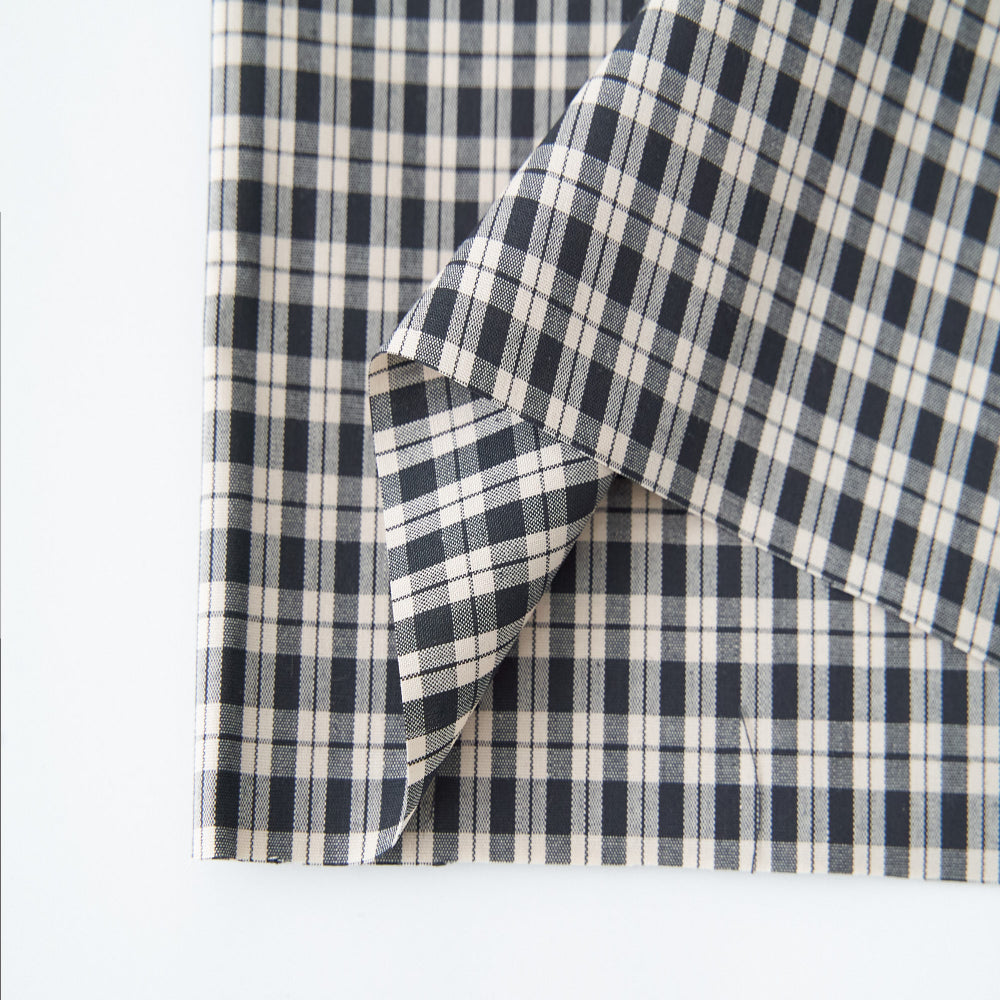 綿ポリ混紡ライトウェザー#23チェック#Eブラック