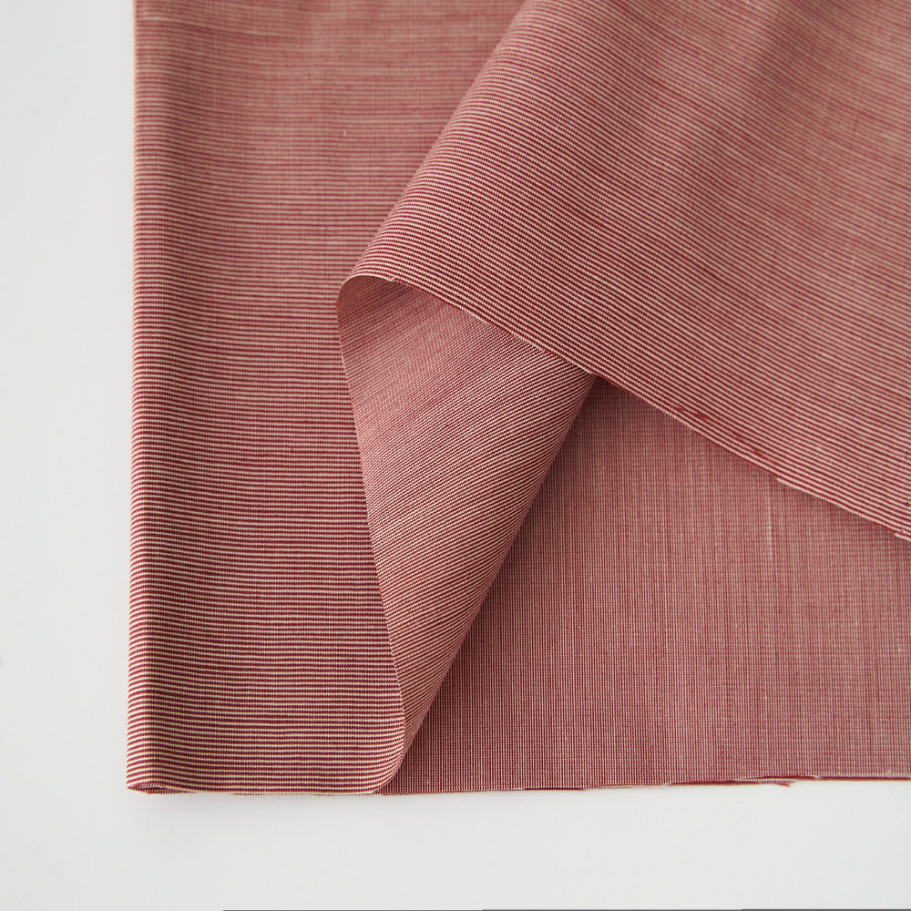 綿ポリ混紡ライトウェザーヘアラインストライプ#Aエジプシャン・レッド