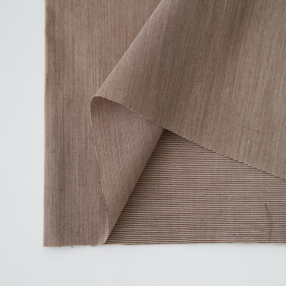 綿ポリ混紡ライトウェザーヘアラインストライプ#Cマロン・ブラウン