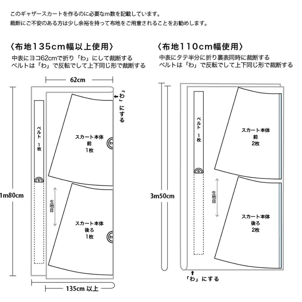ギャザースカートの型紙【商用利用可】メール便5個まで