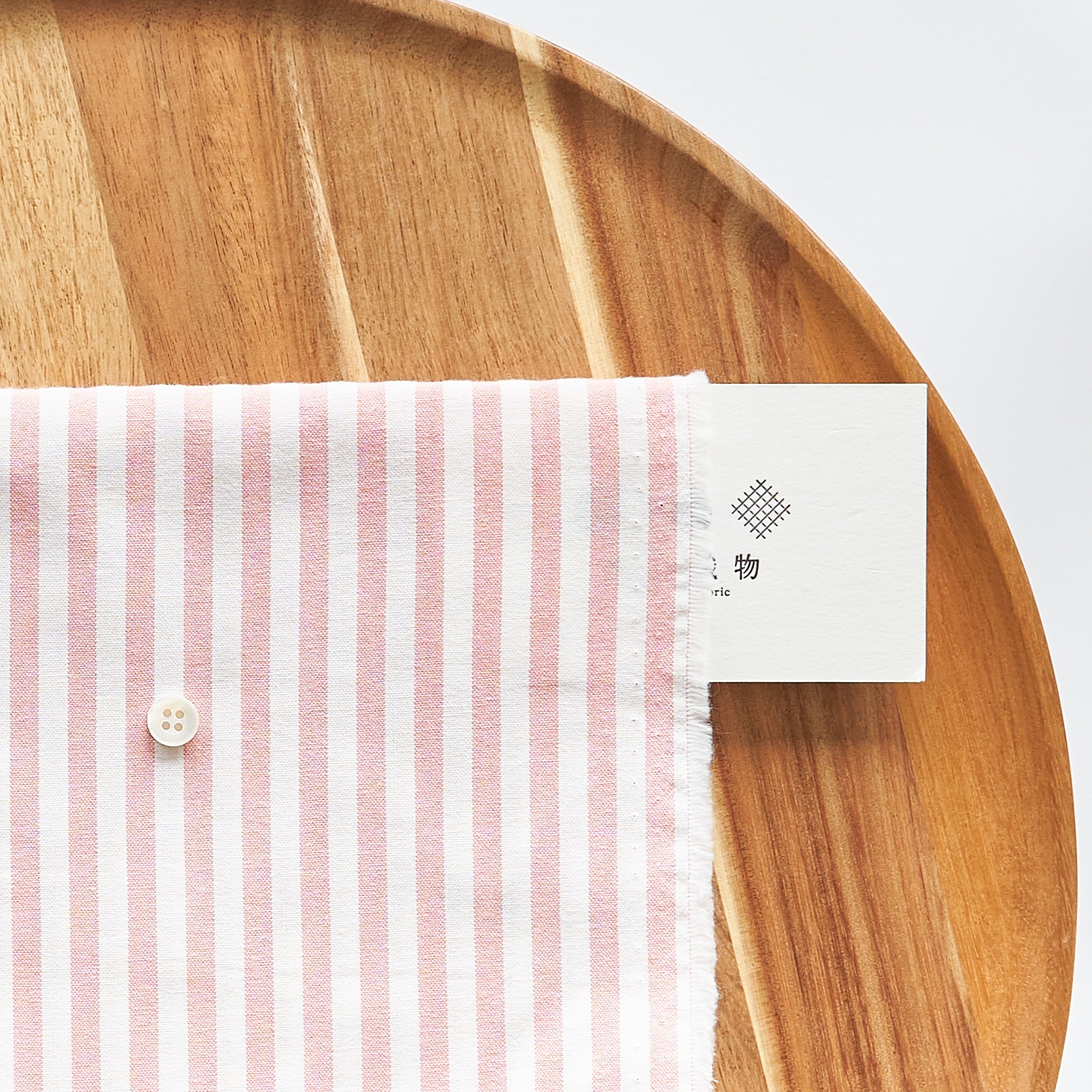 綿ポリ交織ダンガリー5mmストライプ#102 サーモンピンク