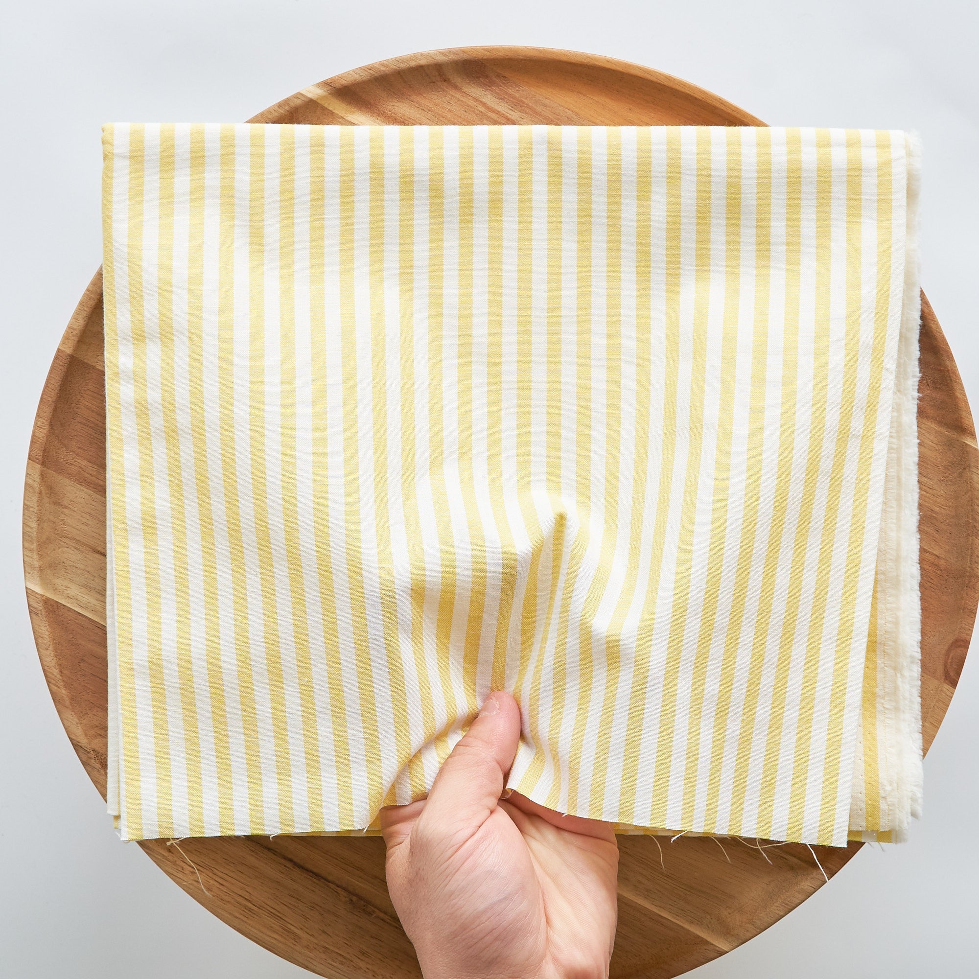 綿ポリ交織ダンガリー5mmストライプ#104 イエロー