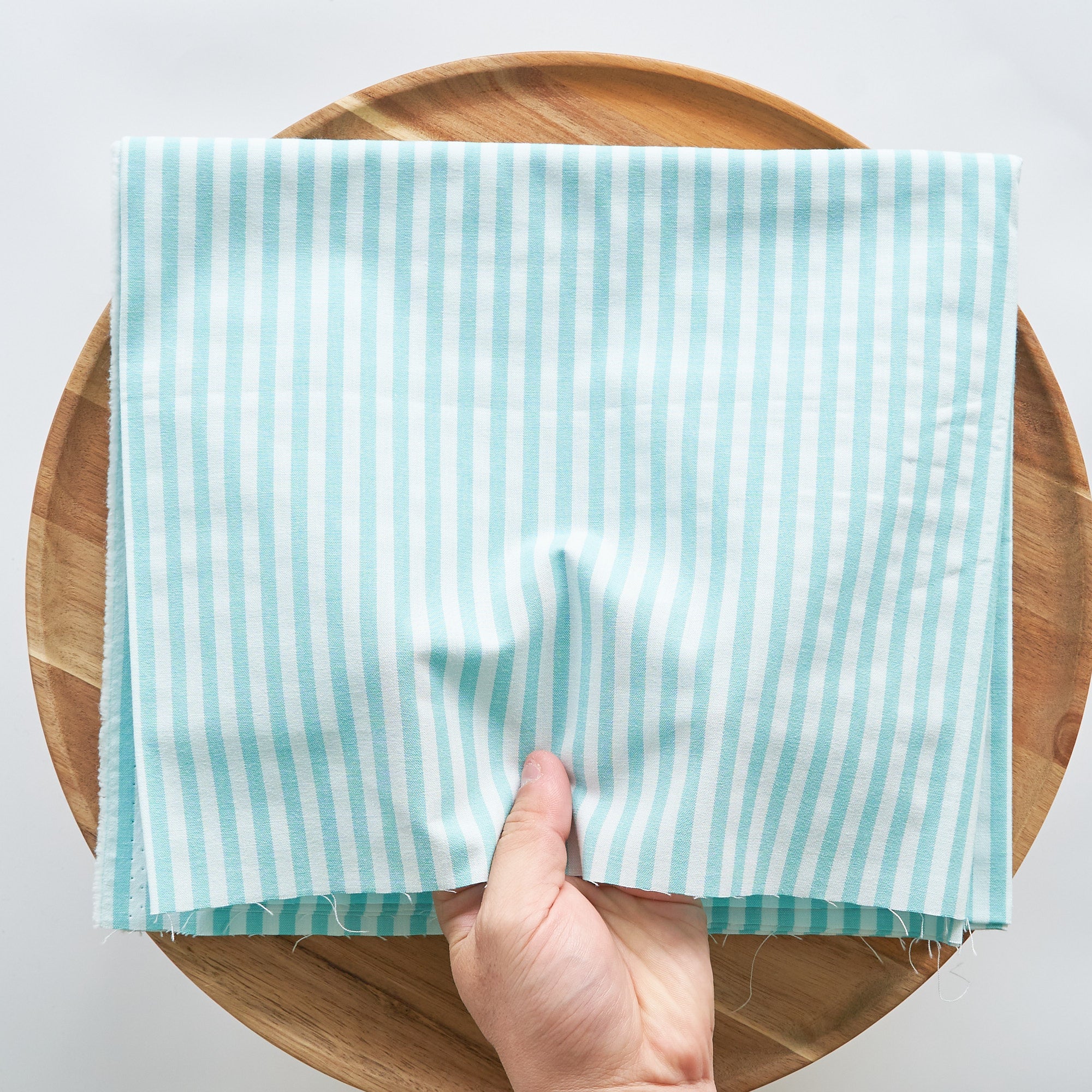 綿ポリ交織ダンガリー5mmストライプ#105 ミントグリーン