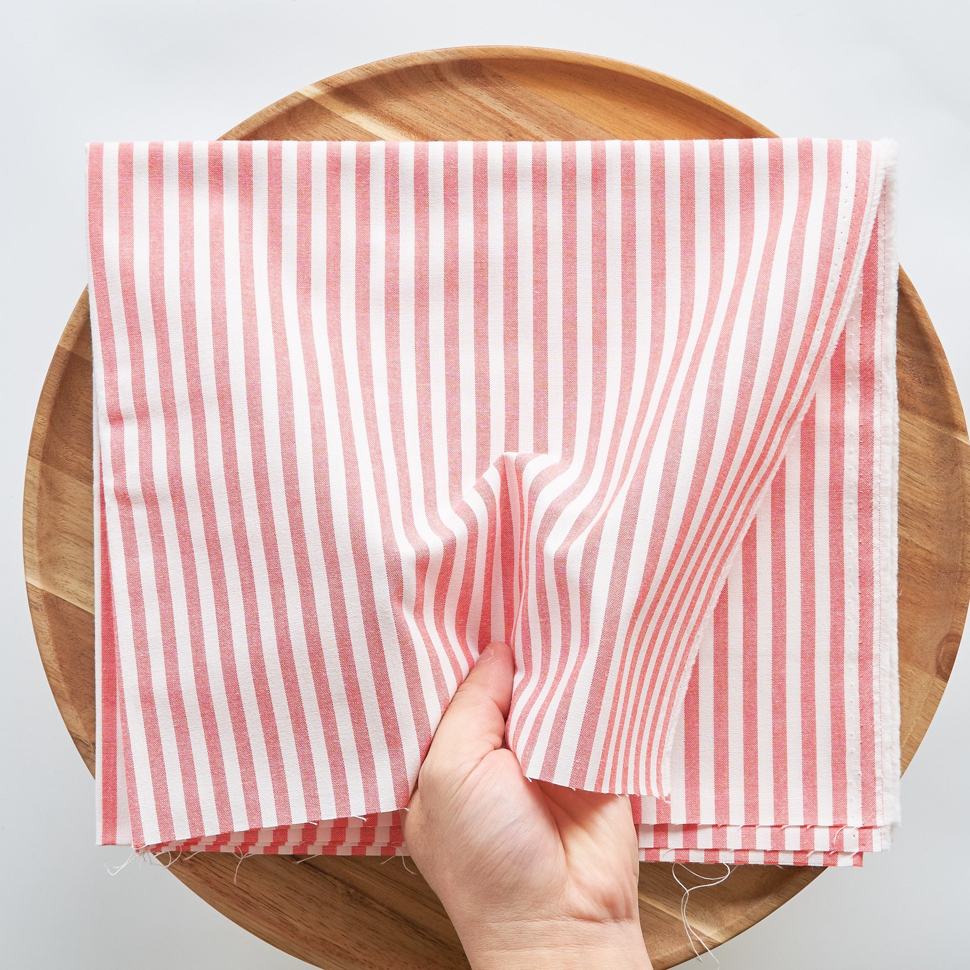 綿ポリ交織ダンガリー5mmストライプ#117 トマトレッド