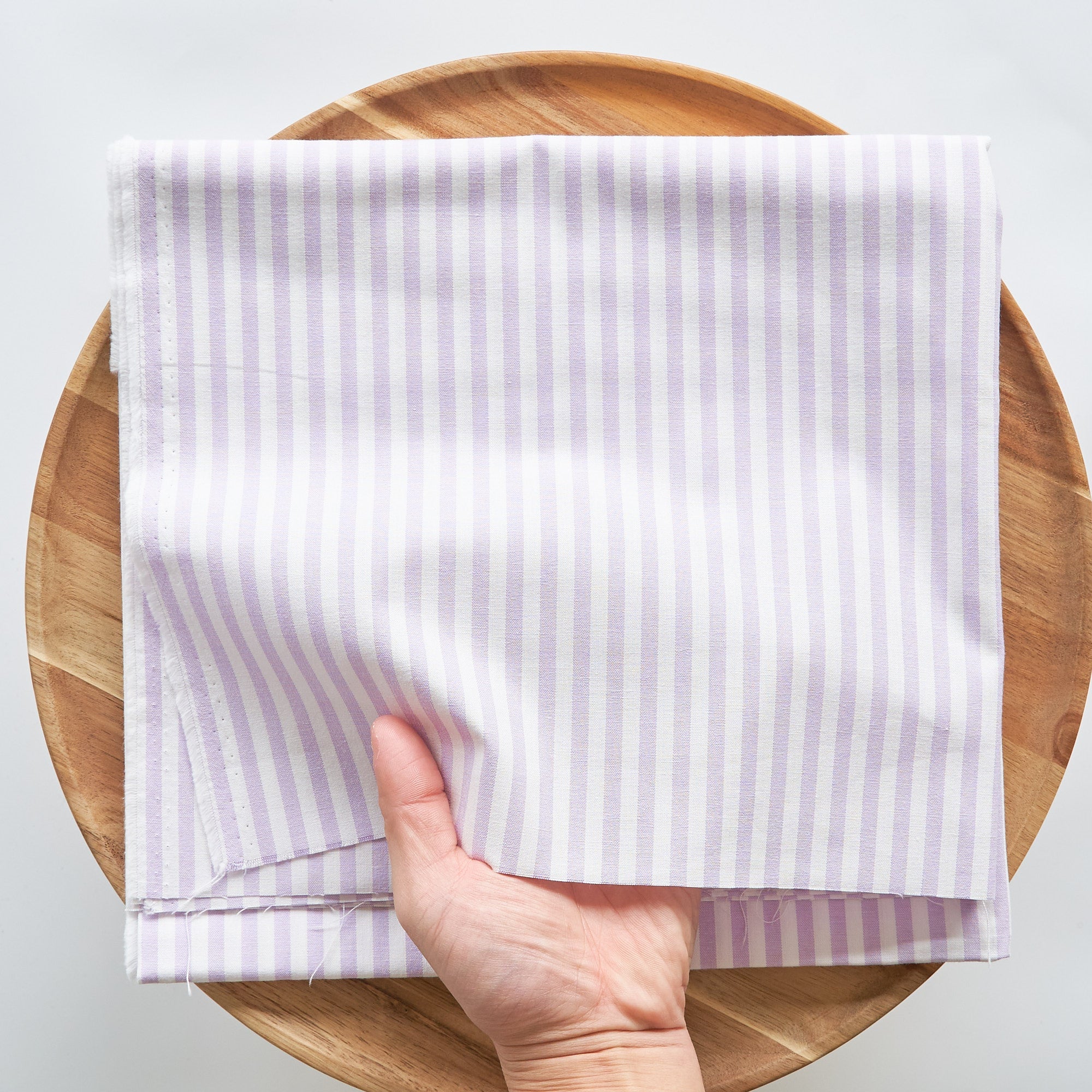 綿ポリ交織ダンガリー5mmストライプ#123 ペールラベンダー