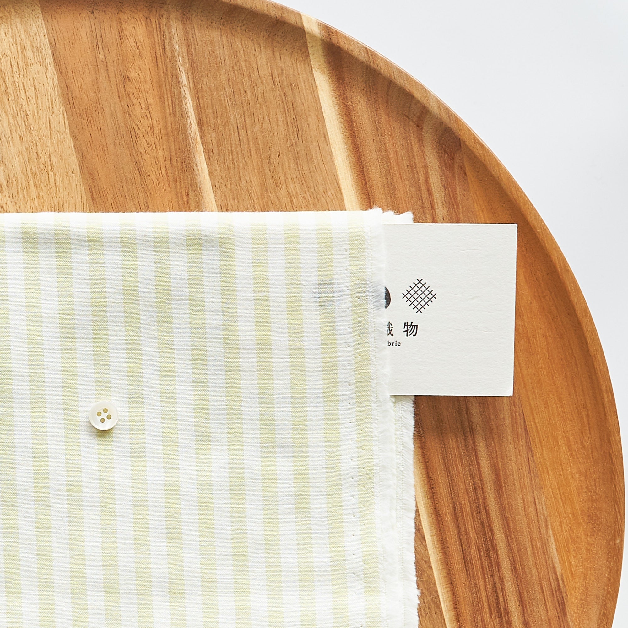 綿ポリ交織ダンガリー5mmストライプ#125 サラダグリーン