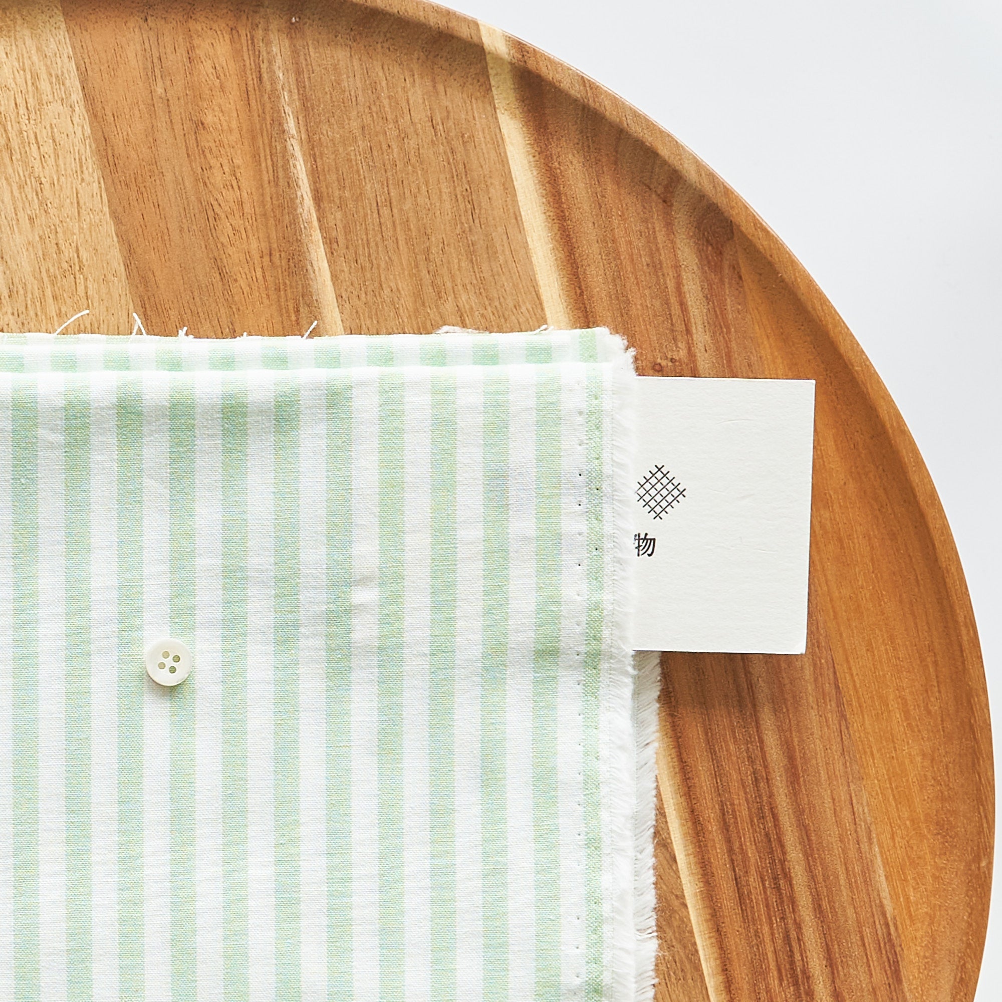 綿ポリ交織ダンガリー5mmストライプ#126 スプリンググリーン