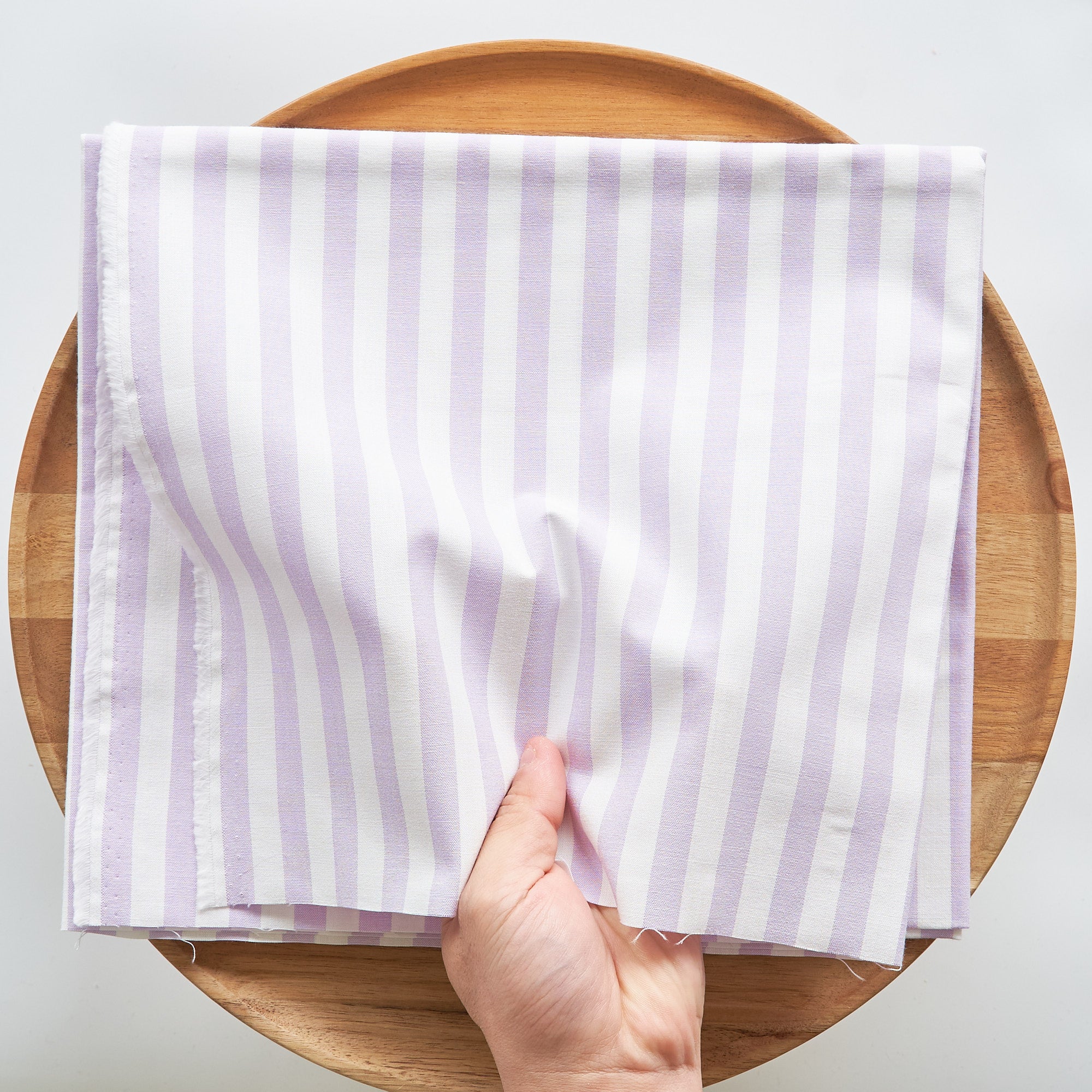 綿ポリ交織ダンガリー12mmストライプ#123 ペールラベンダー