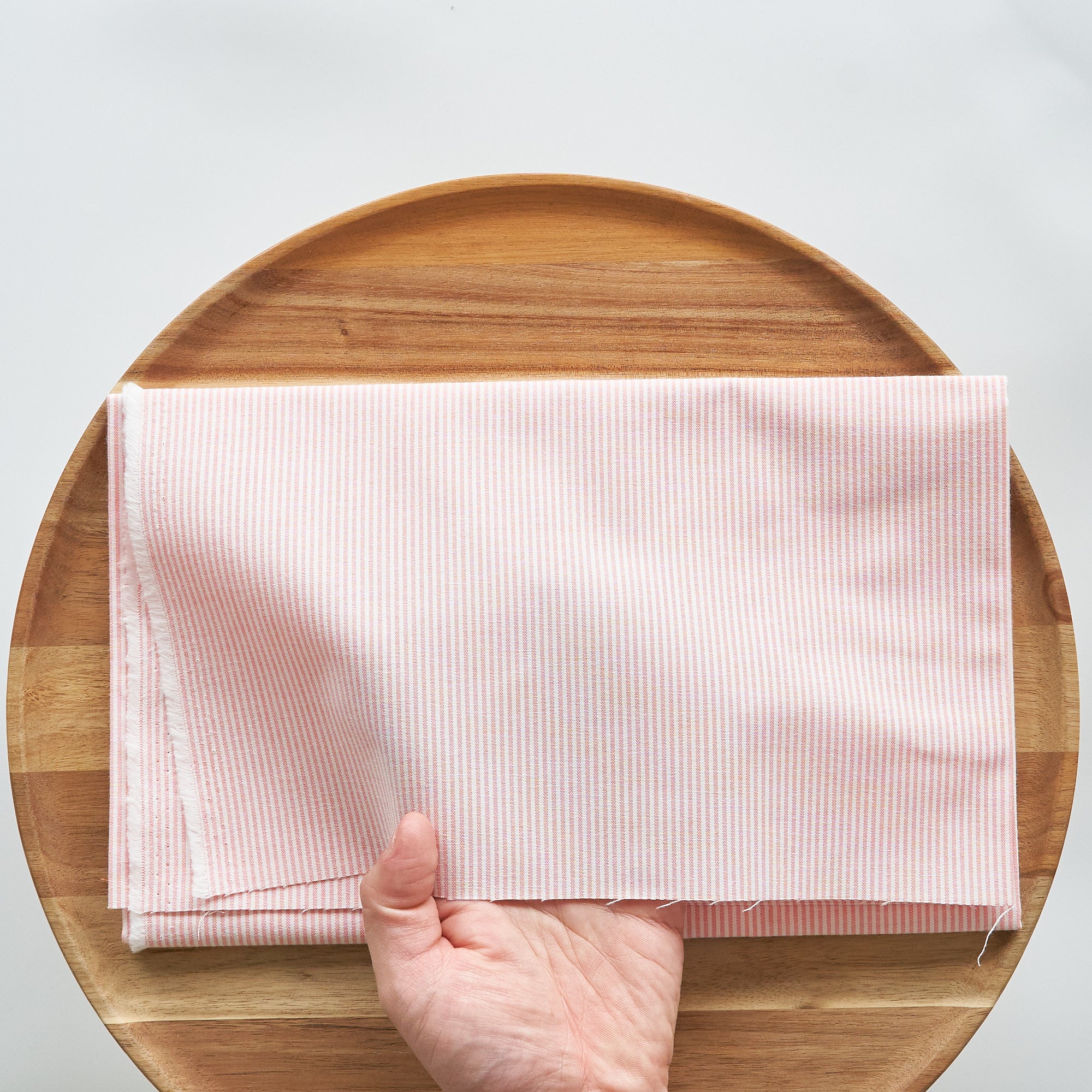 綿ポリ交織ダンガリー1.5mmストライプ#102 サーモンピンク