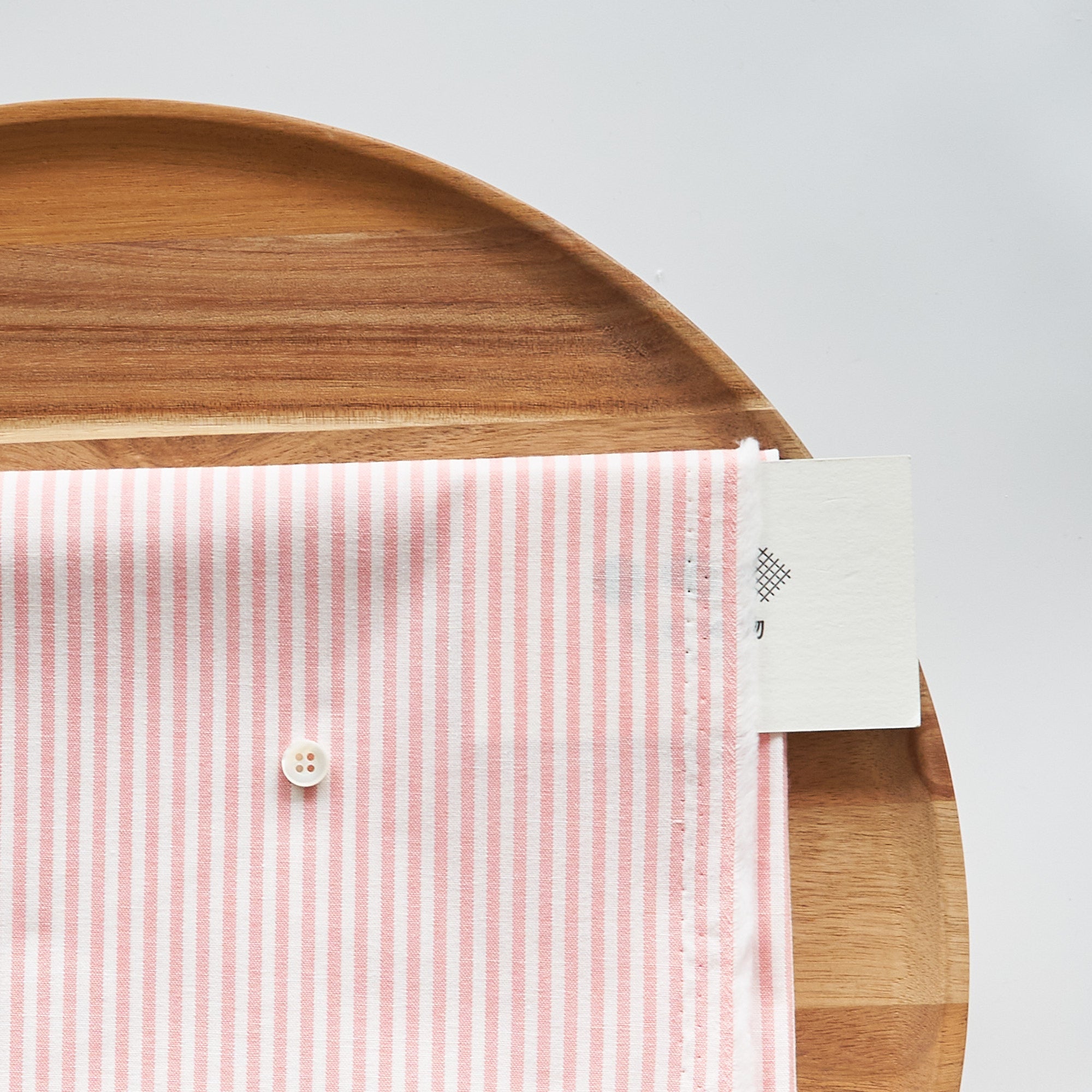 綿ポリ交織ダンガリー3mmストライプ#102 サーモンピンク