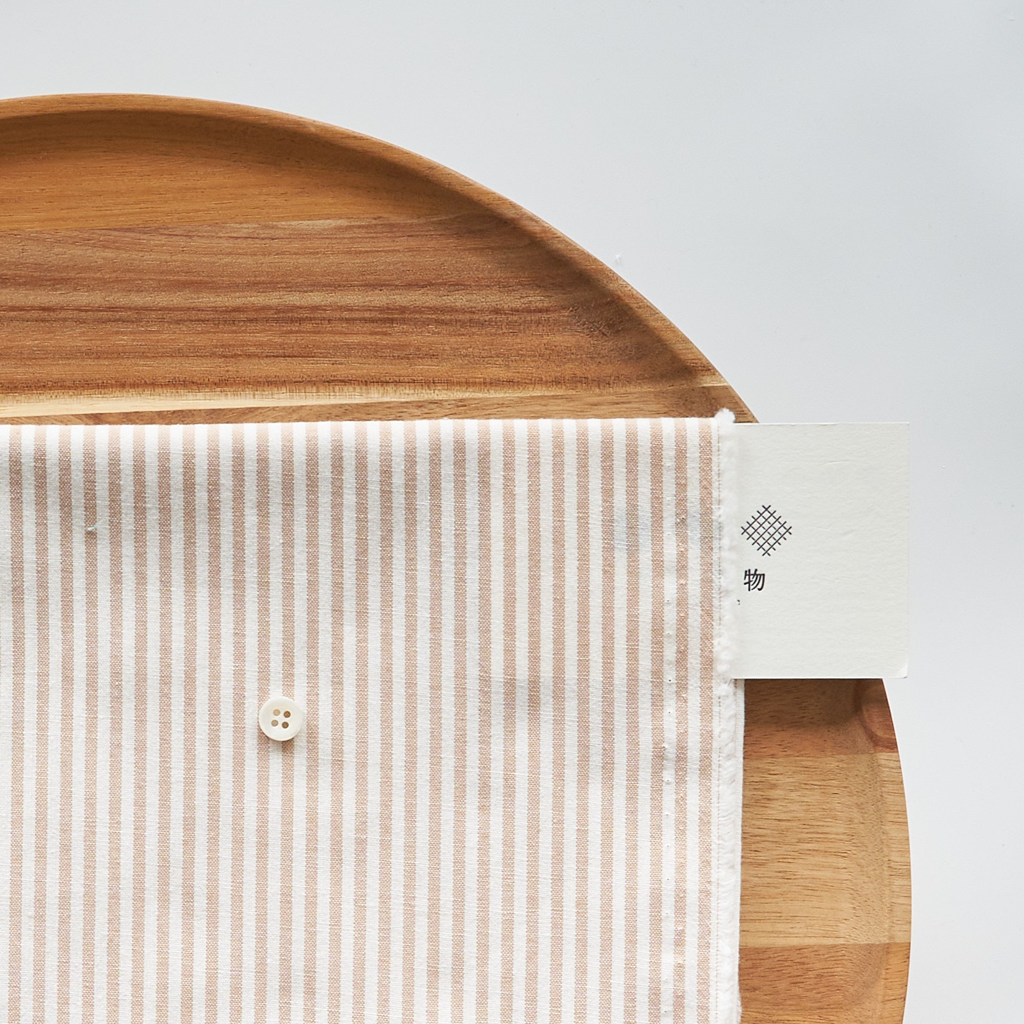 綿ポリ交織ダンガリー3mmストライプ#107 ベージュ