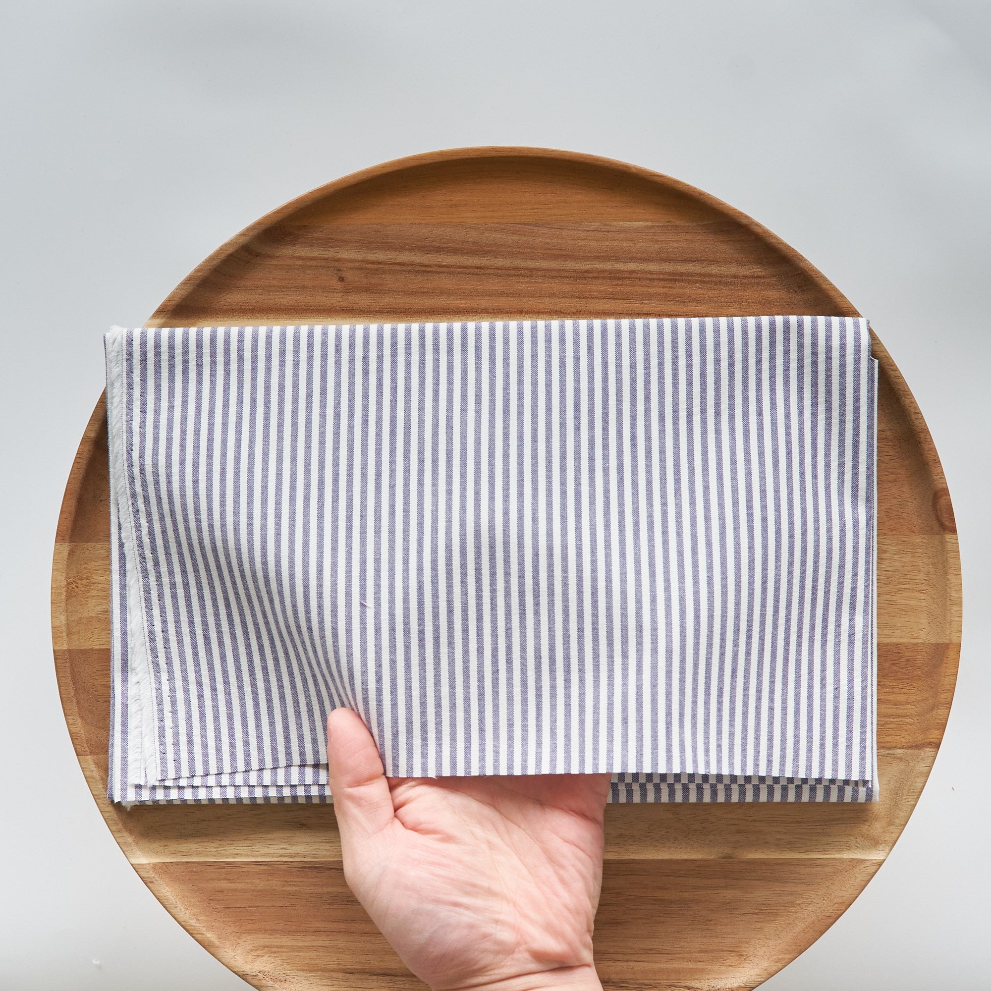 綿ポリ交織ダンガリー3mmストライプ#110 パープル