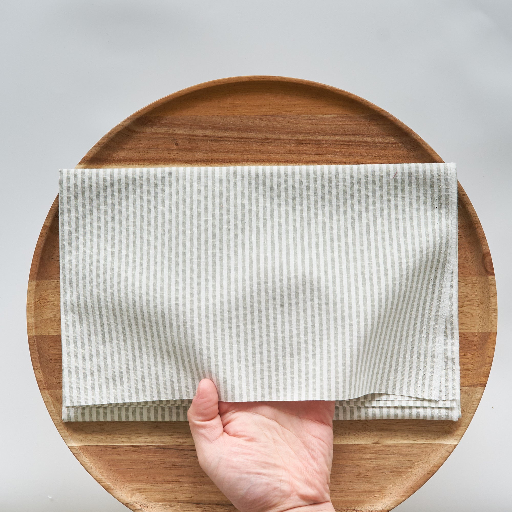 綿ポリ交織ダンガリー3mmストライプ#115 モスグリーン