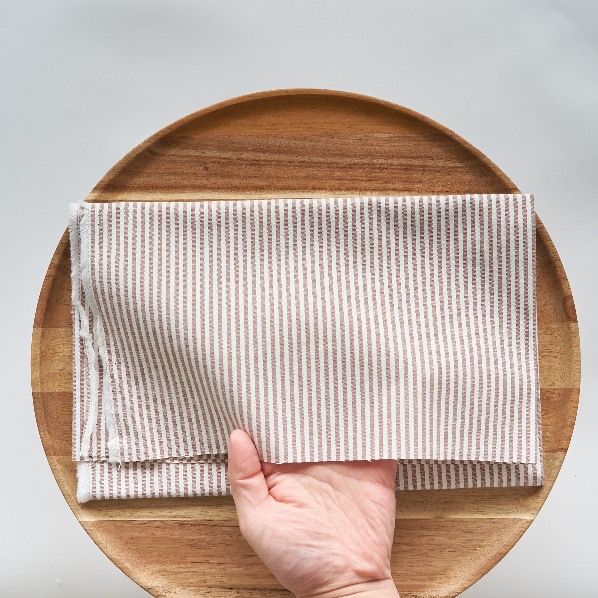 綿ポリ交織ダンガリー3mmストライプ#116 ココア