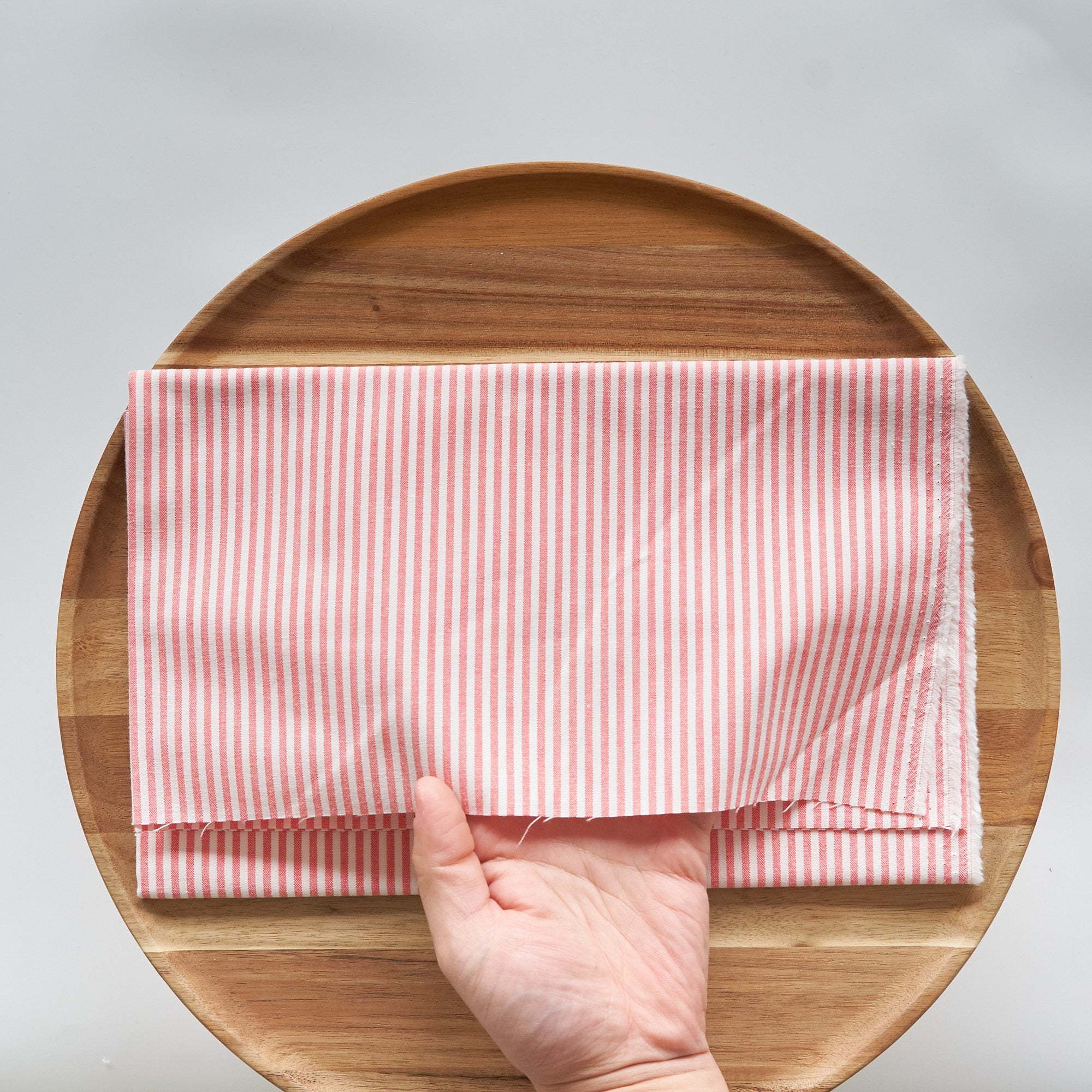 綿ポリ交織ダンガリー3mmストライプ#117 トマトレッド