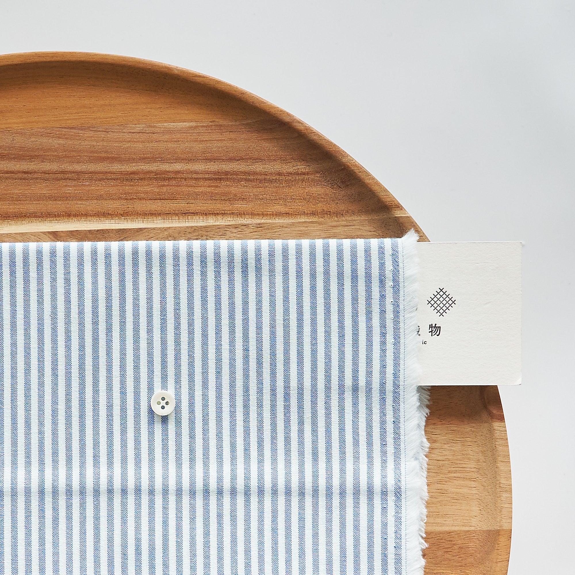 綿ポリ交織ダンガリー3mmストライプ#118 ブルー