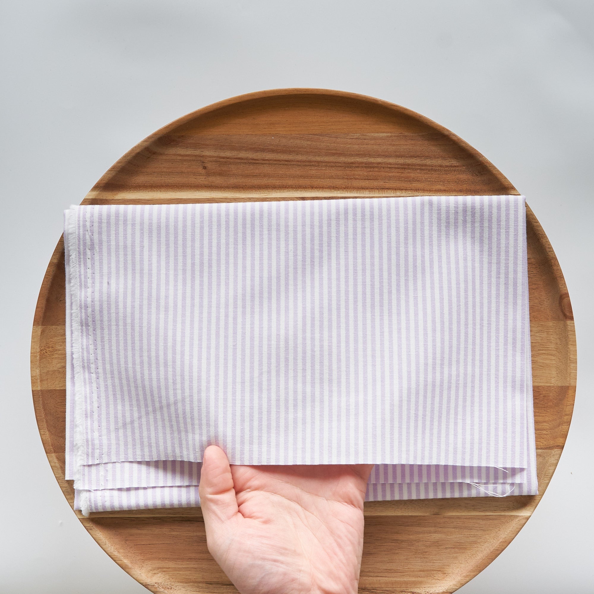 綿ポリ交織ダンガリー3mmストライプ#123 ペールラベンダー