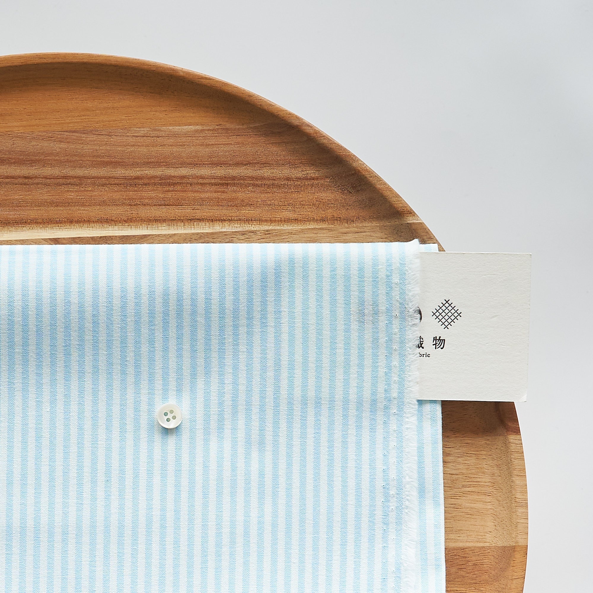 綿ポリ交織ダンガリー3mmストライプ#124 アクアブルー