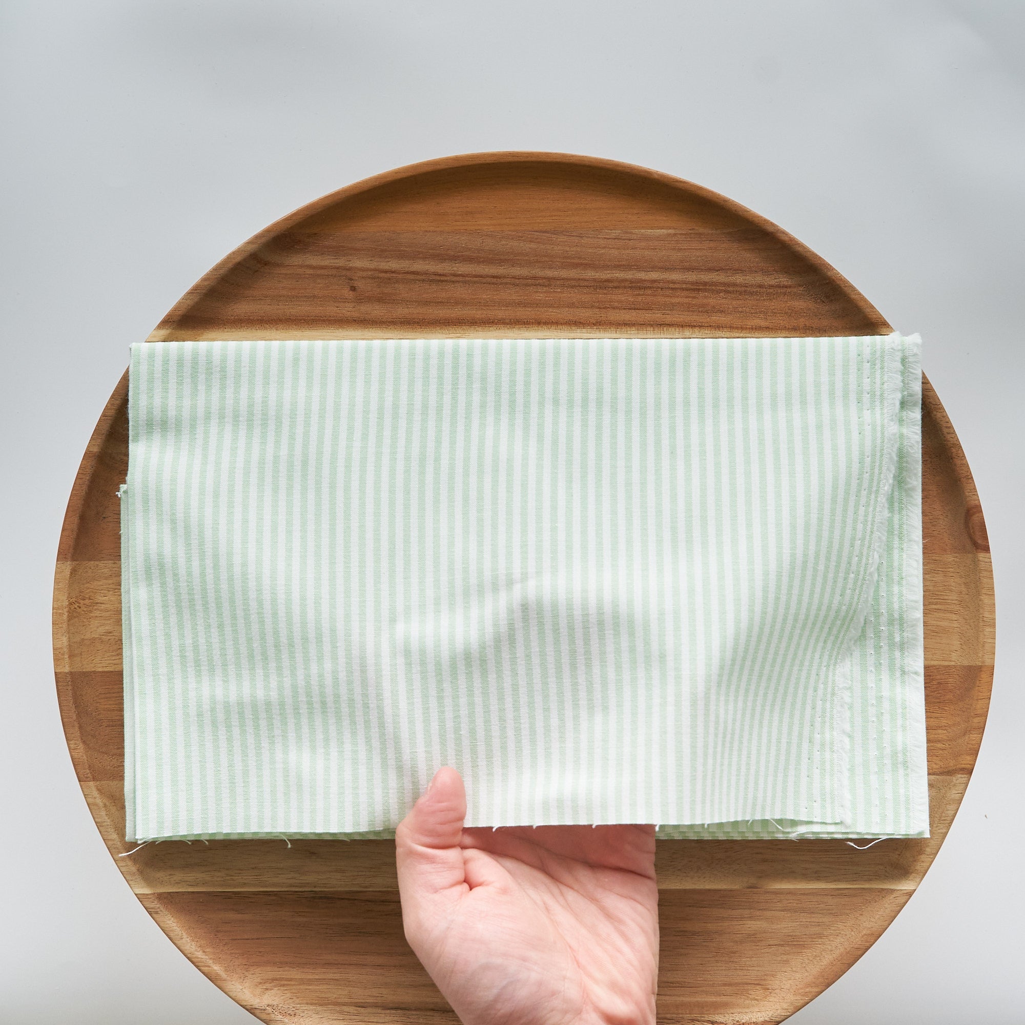 綿ポリ交織ダンガリー3mmストライプ#126 スプリンググリーン