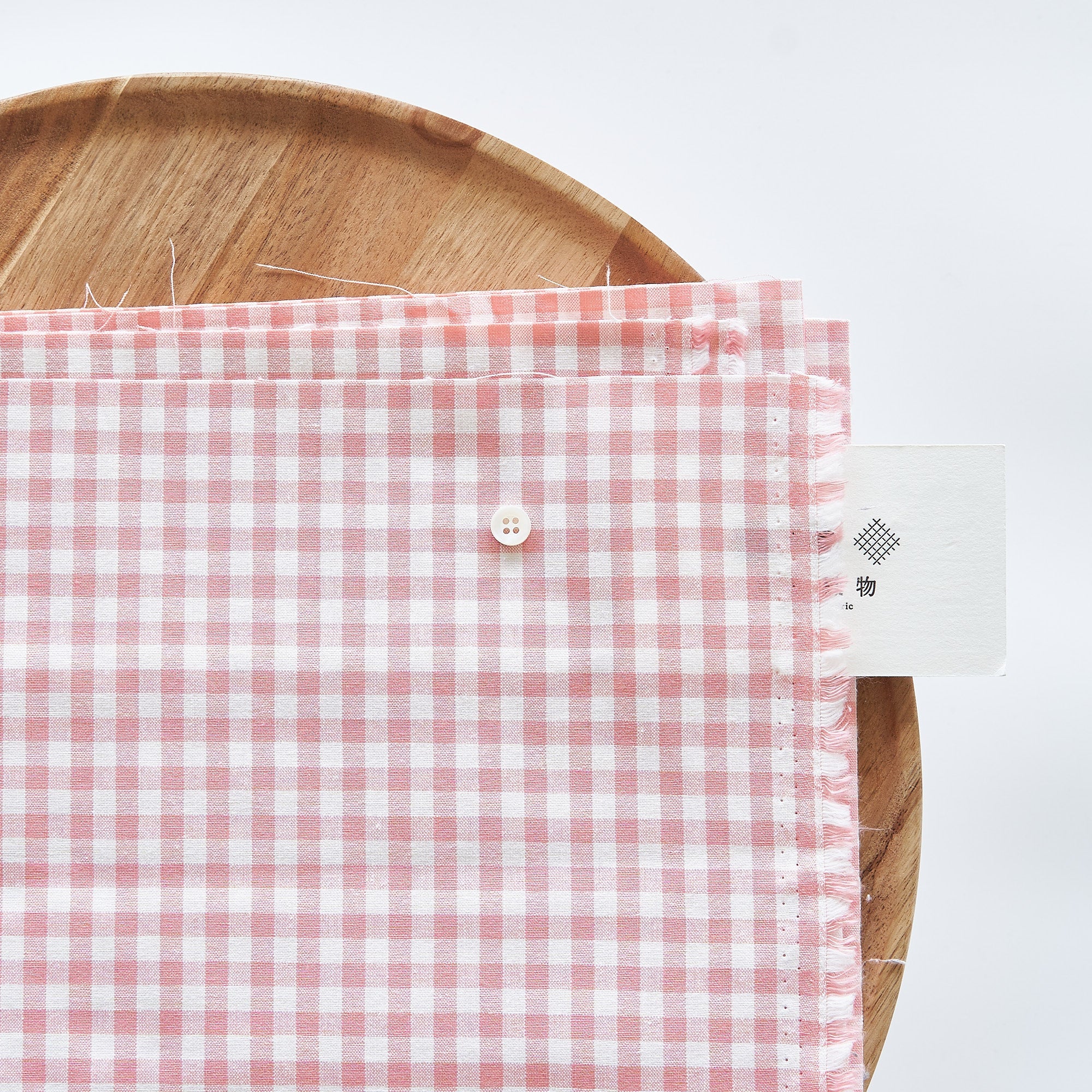 綿ポリ交織ダンガリー5mmギンガム#102 サーモンピンク