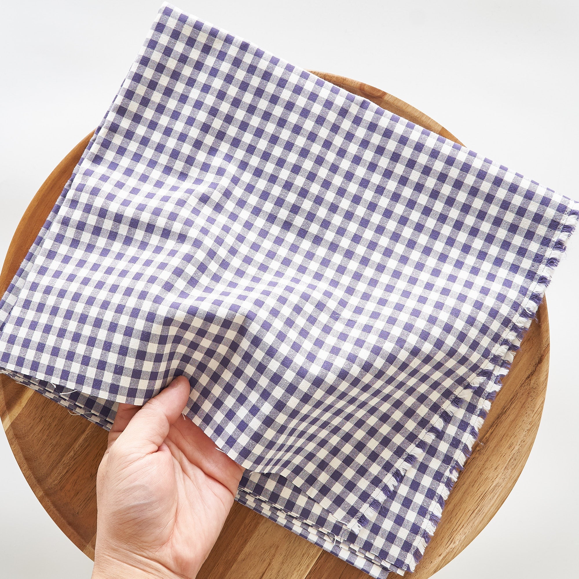 綿ポリ交織ダンガリー5mmギンガム#110 パープル