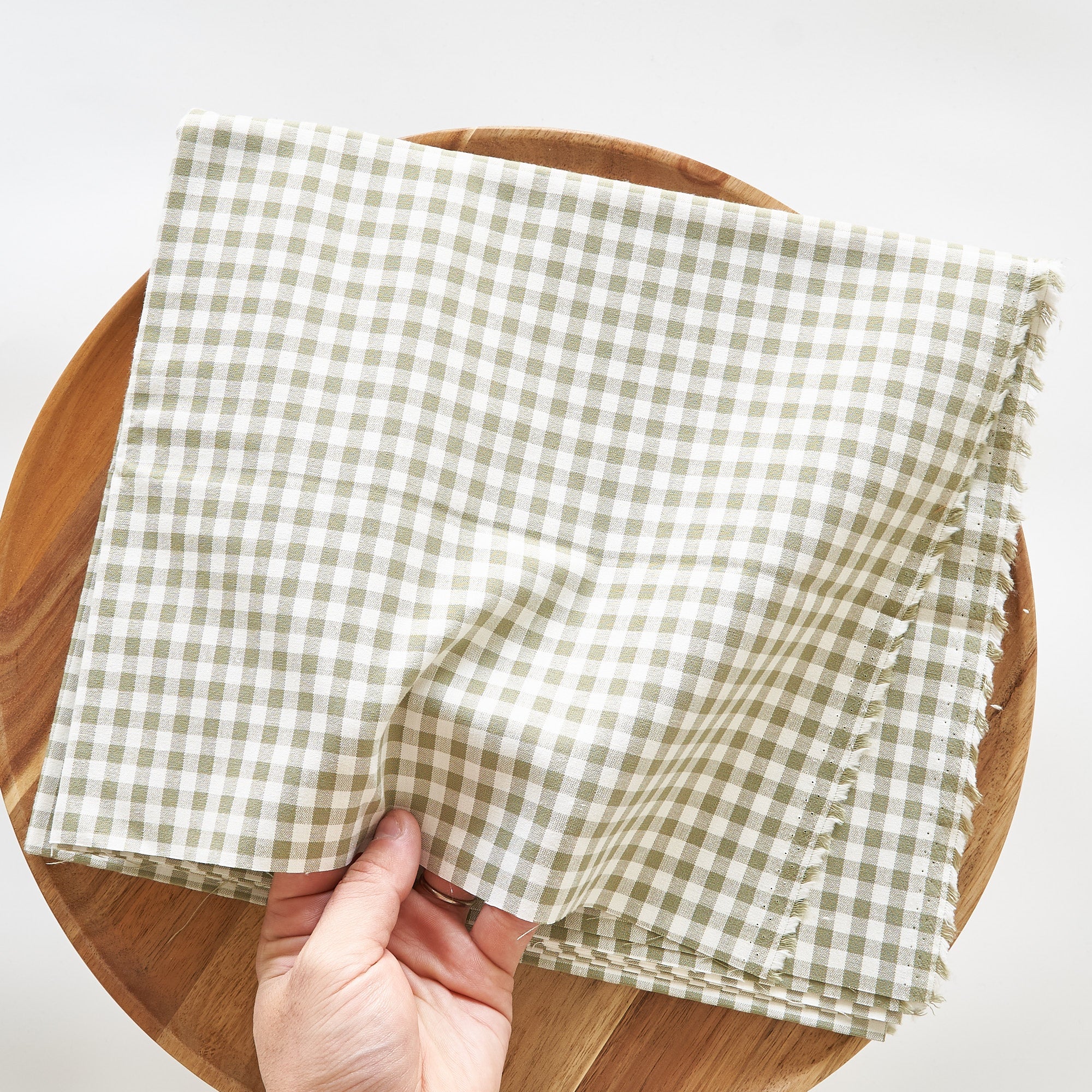 綿ポリ交織ダンガリー5mmギンガム#115 モスグリーン