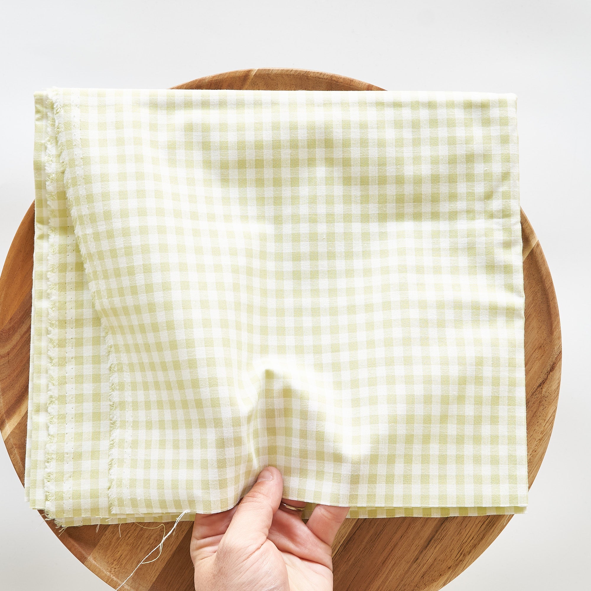 綿ポリ交織ダンガリー5mmギンガム#125 サラダグリーン