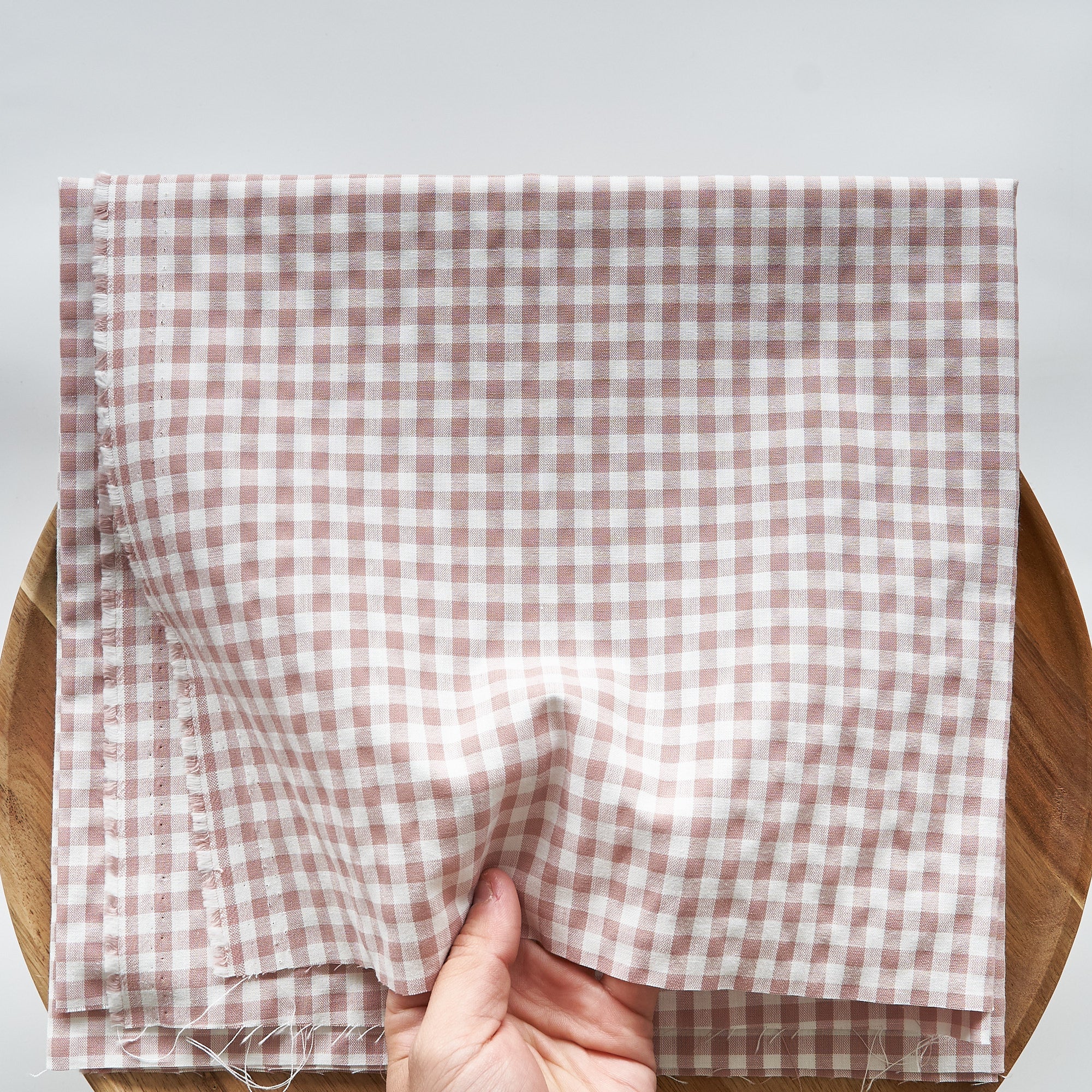 綿ポリ交織ダンガリー5mmギンガム#202 スモークピンク