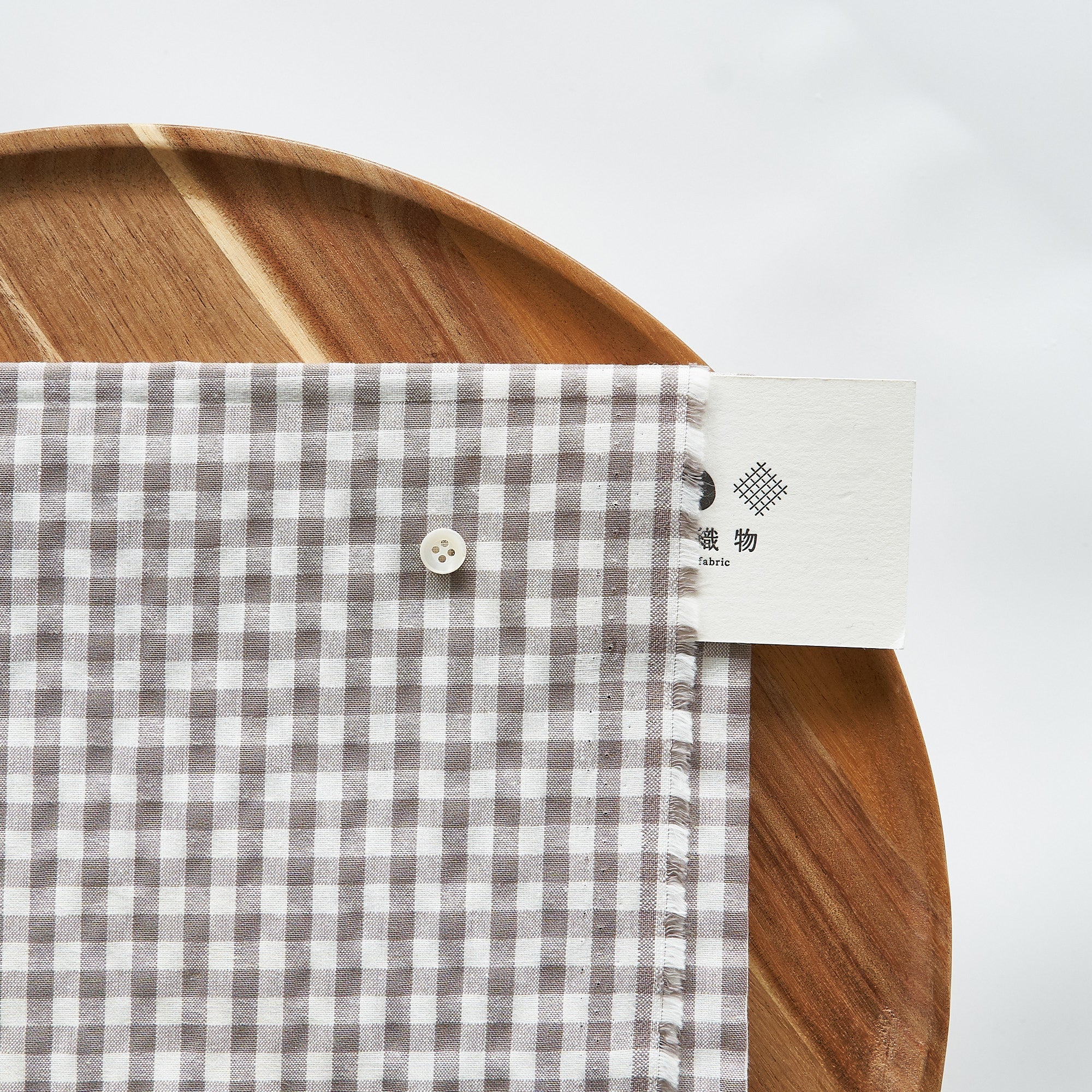 綿ポリ交織ダンガリー5mmギンガム#213 グレージュ