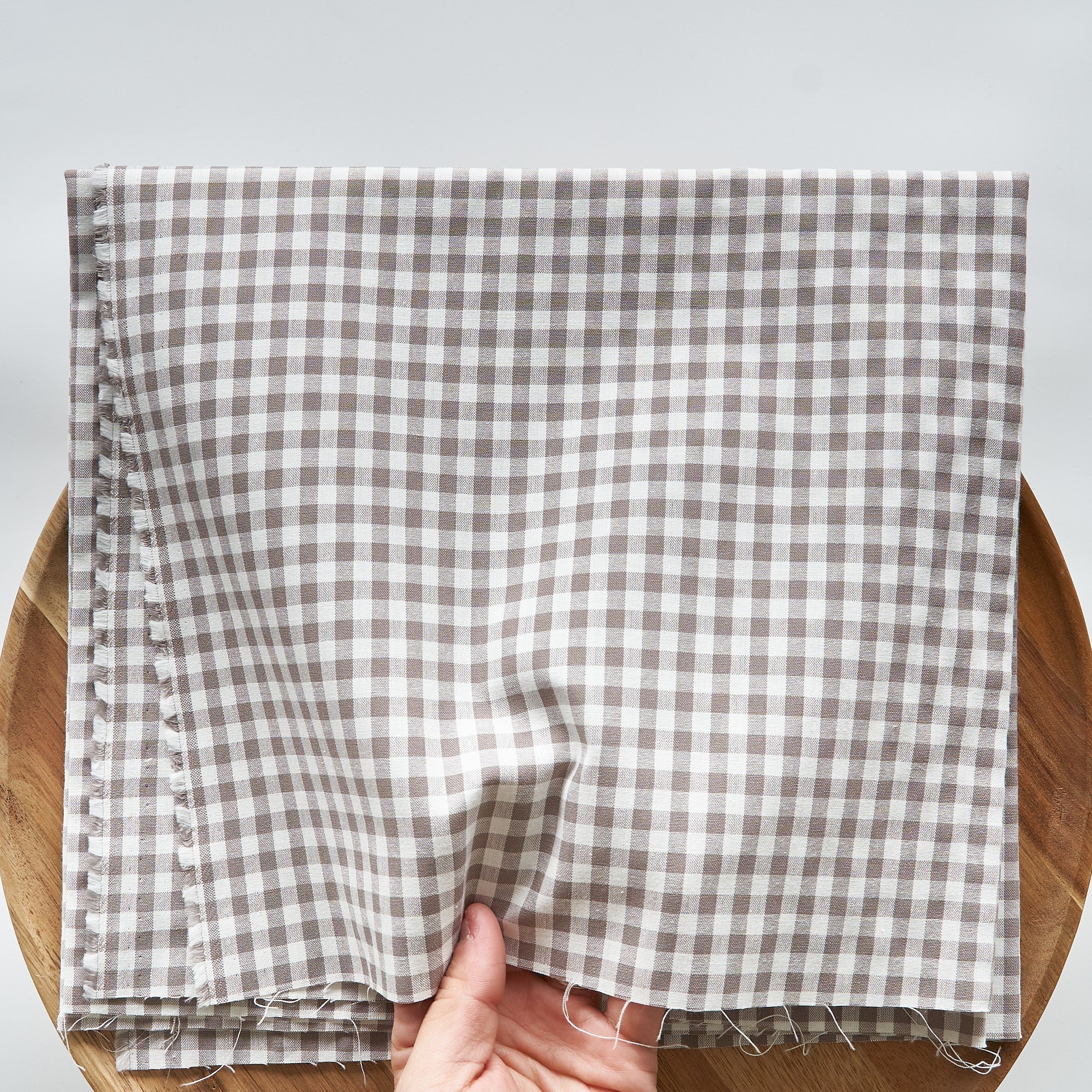 綿ポリ交織ダンガリー5mmギンガム#213 グレージュ