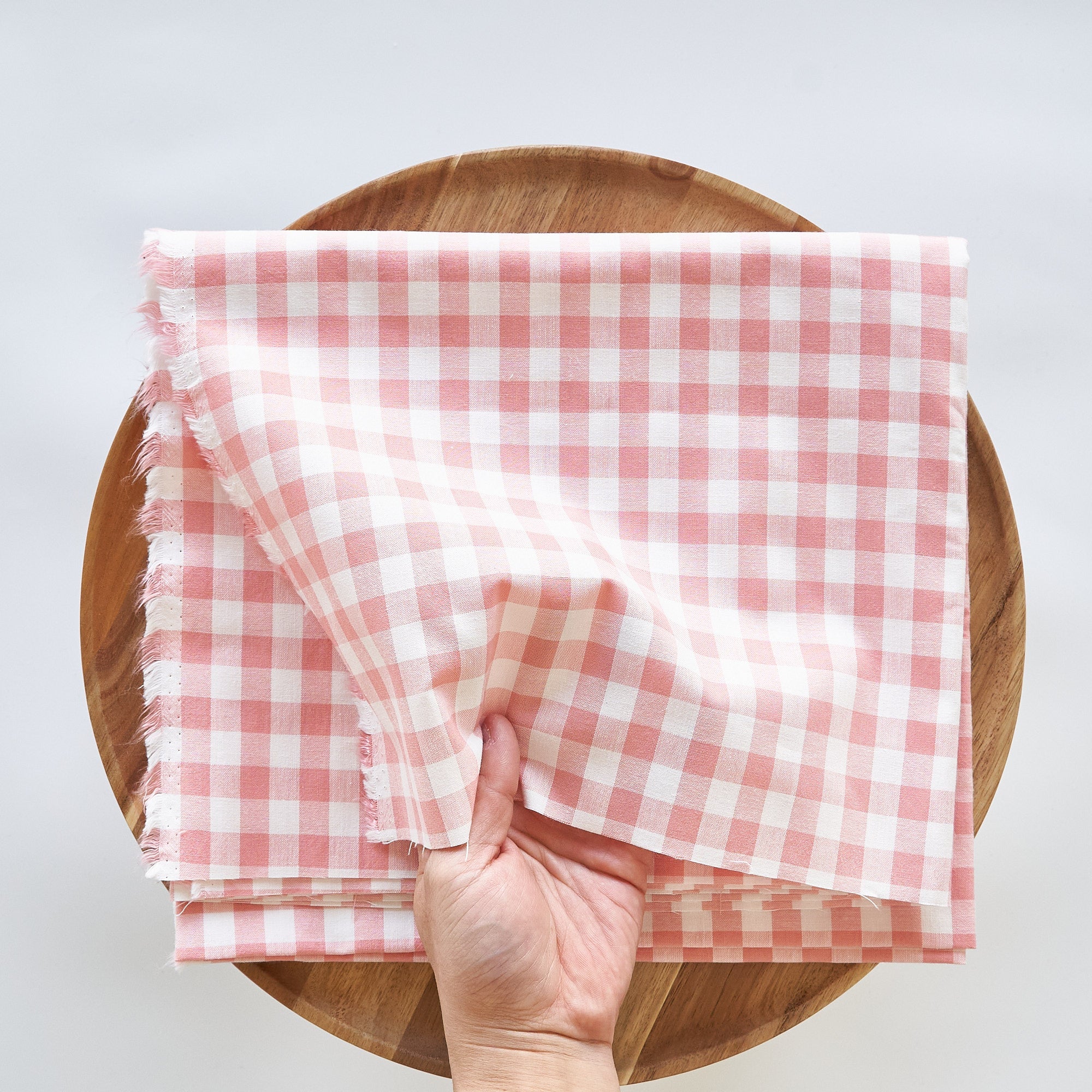 綿ポリ交織ダンガリー12mmギンガム#102 サーモンピンク