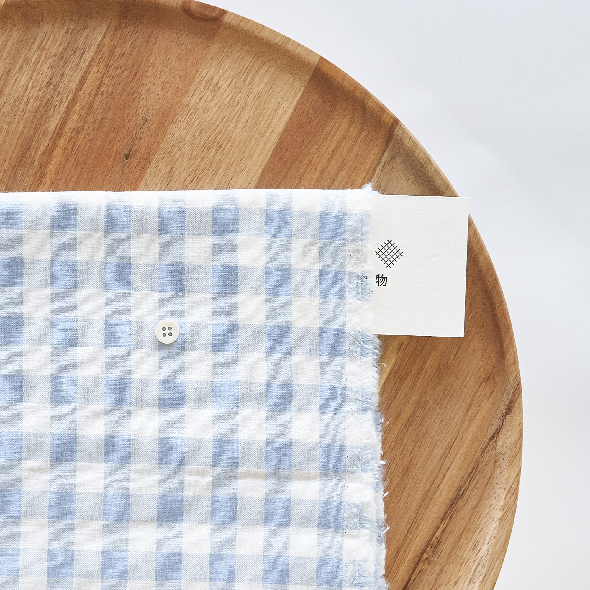 綿ポリ交織ダンガリー12mmギンガム#103 みずいろ