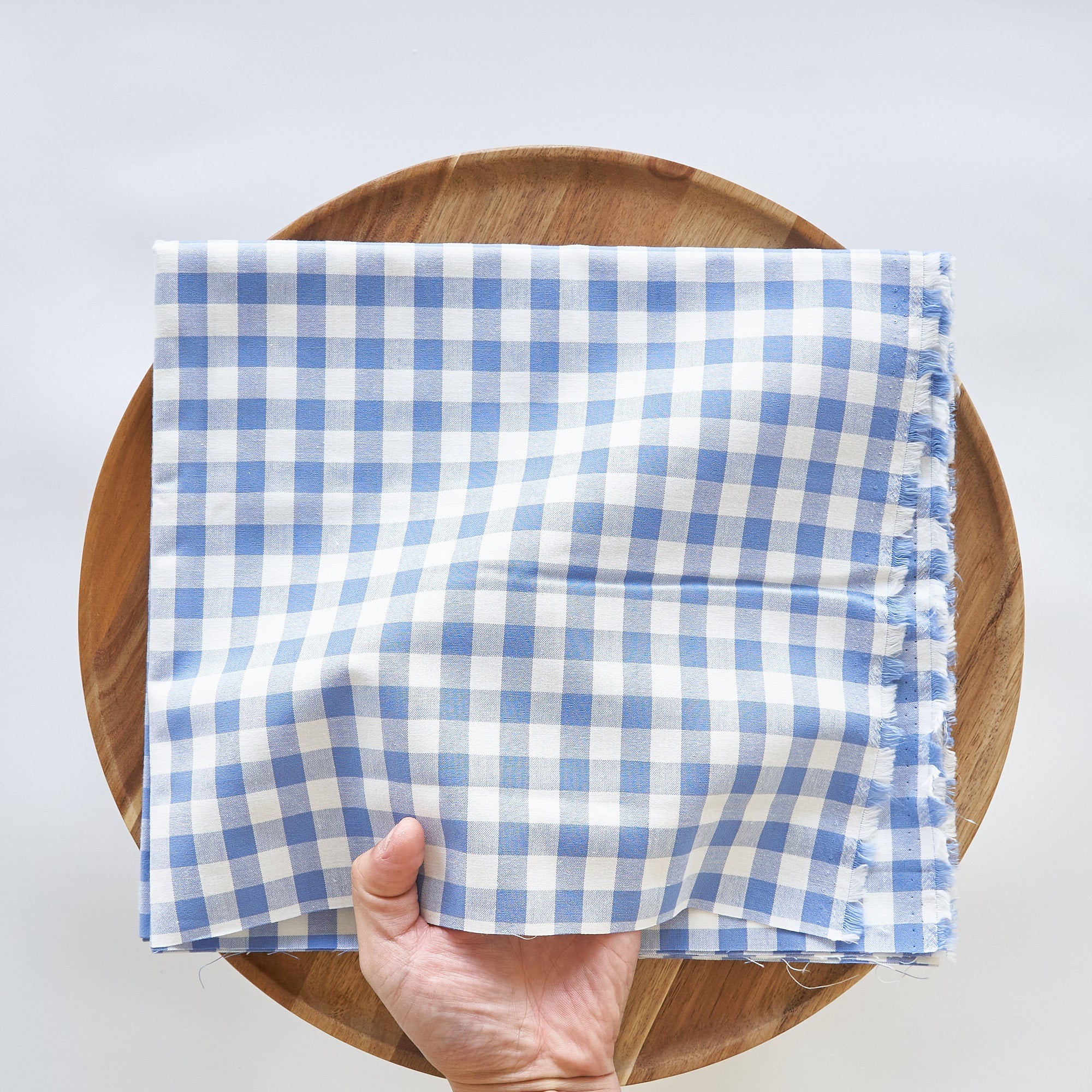 綿ポリ交織ダンガリー12mmギンガム#106 マリンブルー