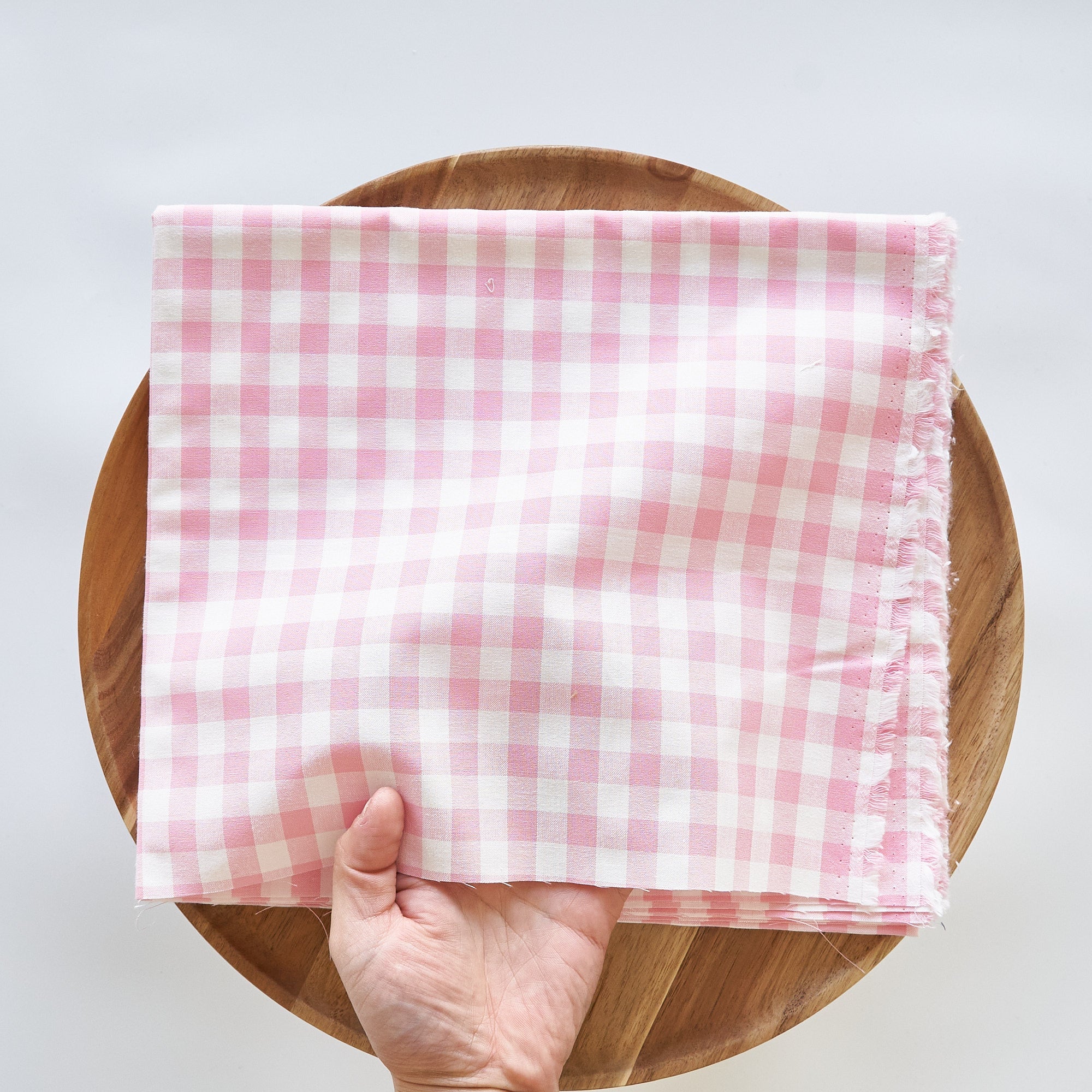 綿ポリ交織ダンガリー12mmギンガム#109ピンク