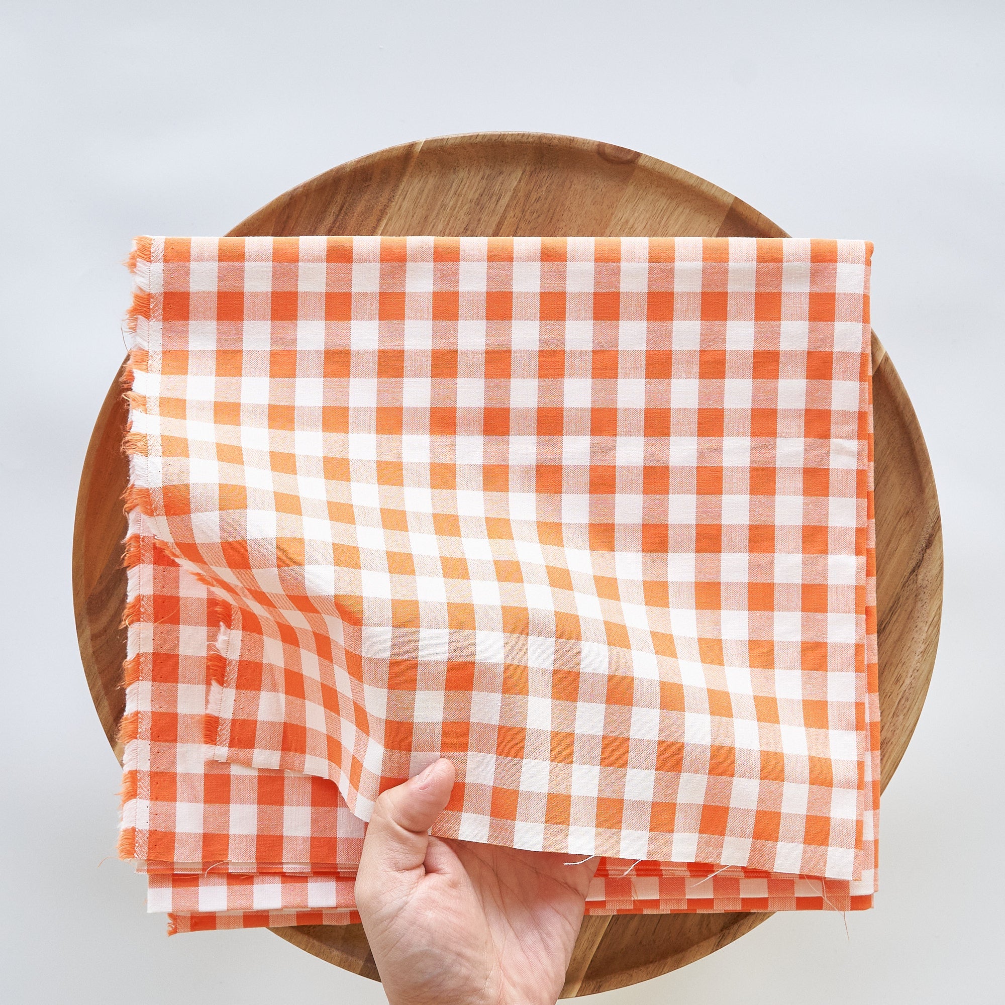 綿ポリ交織ダンガリー12mmギンガム#114 オレンジ