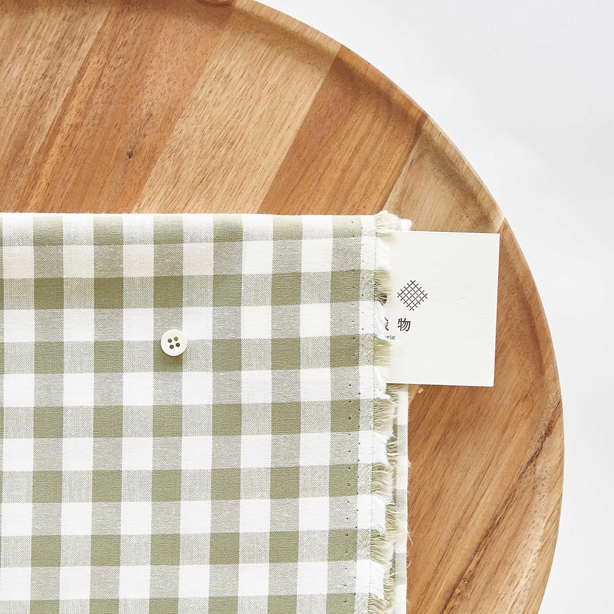 綿ポリ交織ダンガリー12mmギンガム#115 モスグリーン