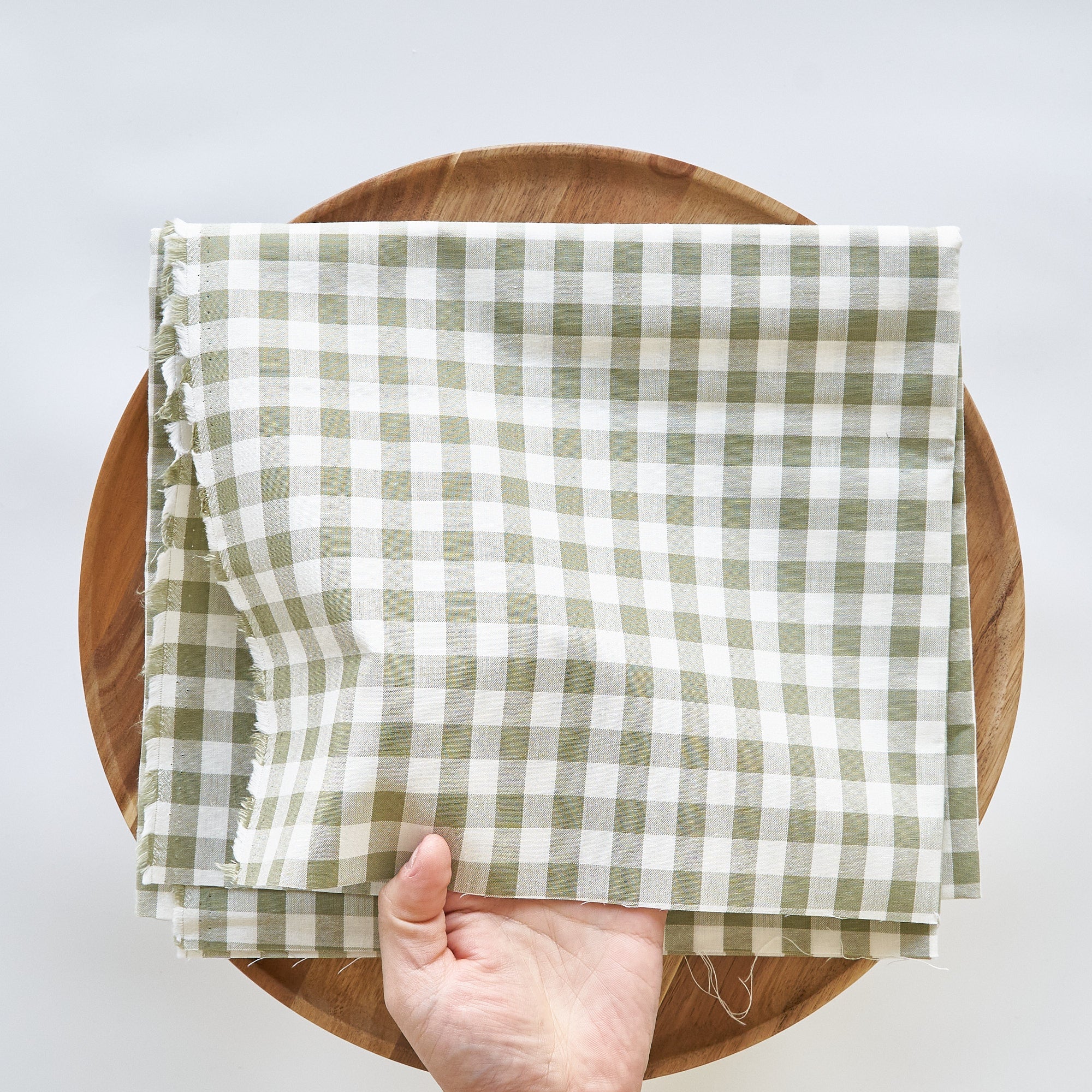 綿ポリ交織ダンガリー12mmギンガム#115 モスグリーン