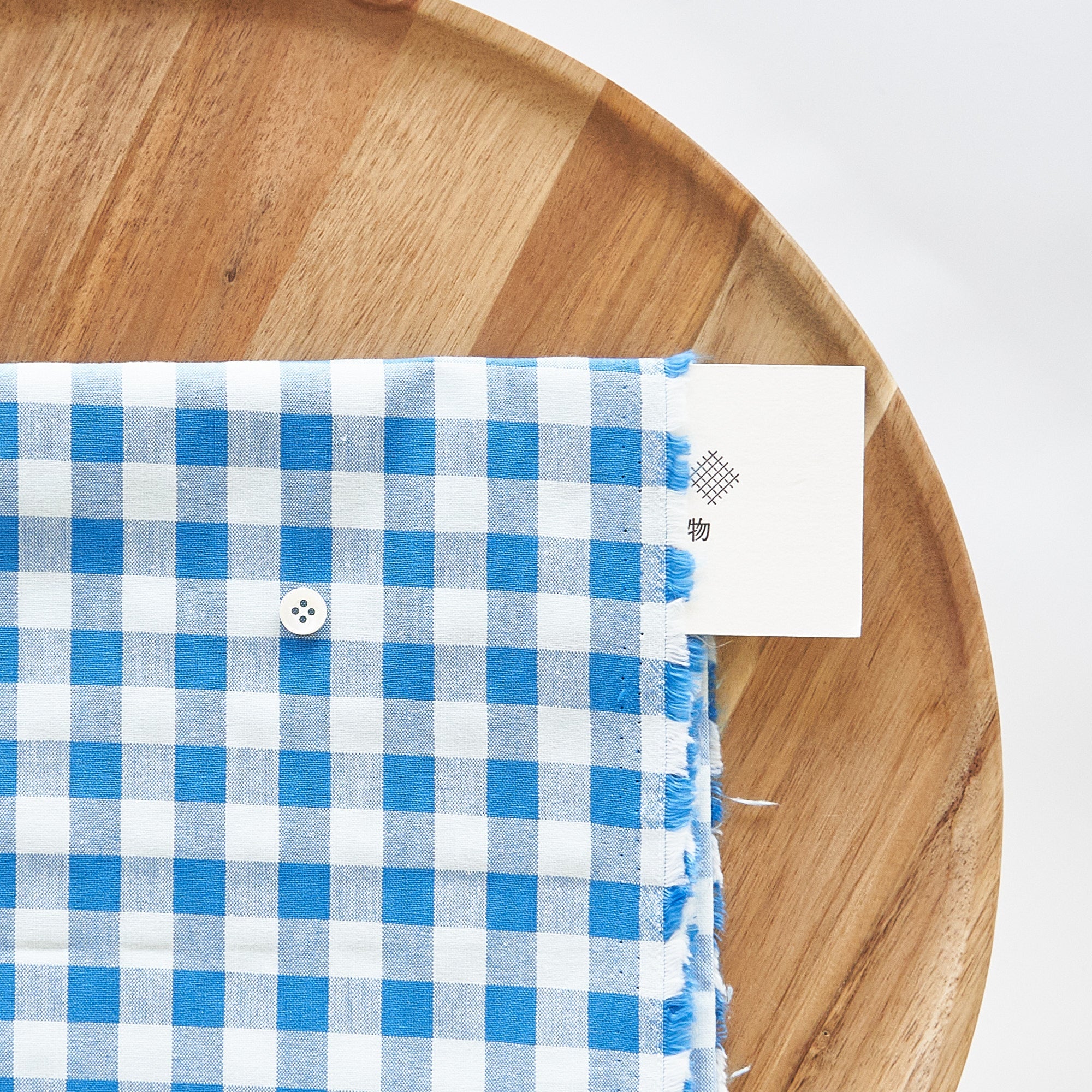 綿ポリ交織ダンガリー12mmギンガム#118 ブルー